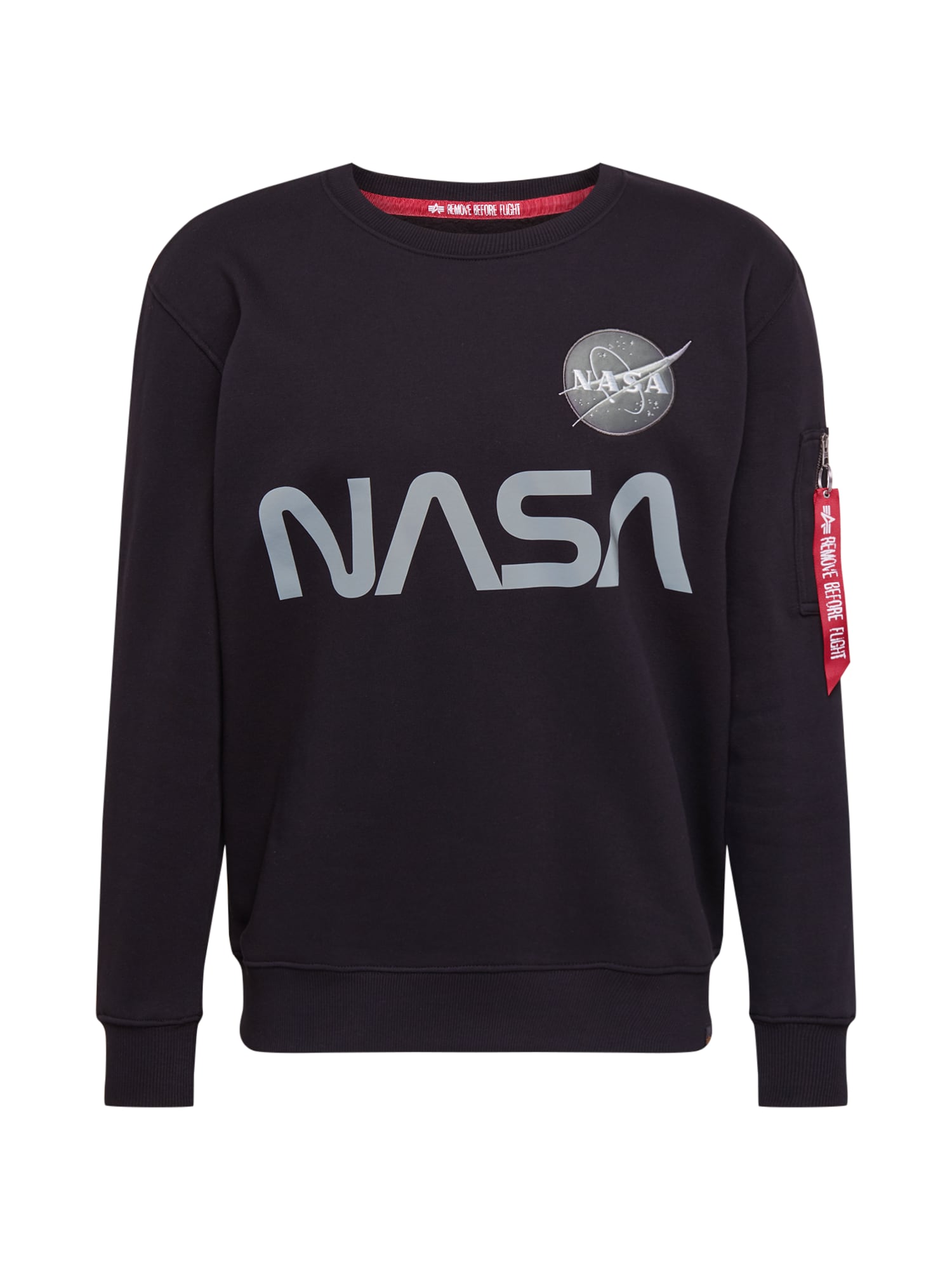 ALPHA INDUSTRIES Majica 'Nasa Reflective'  srebrno-siva / svetlo rdeča / črna