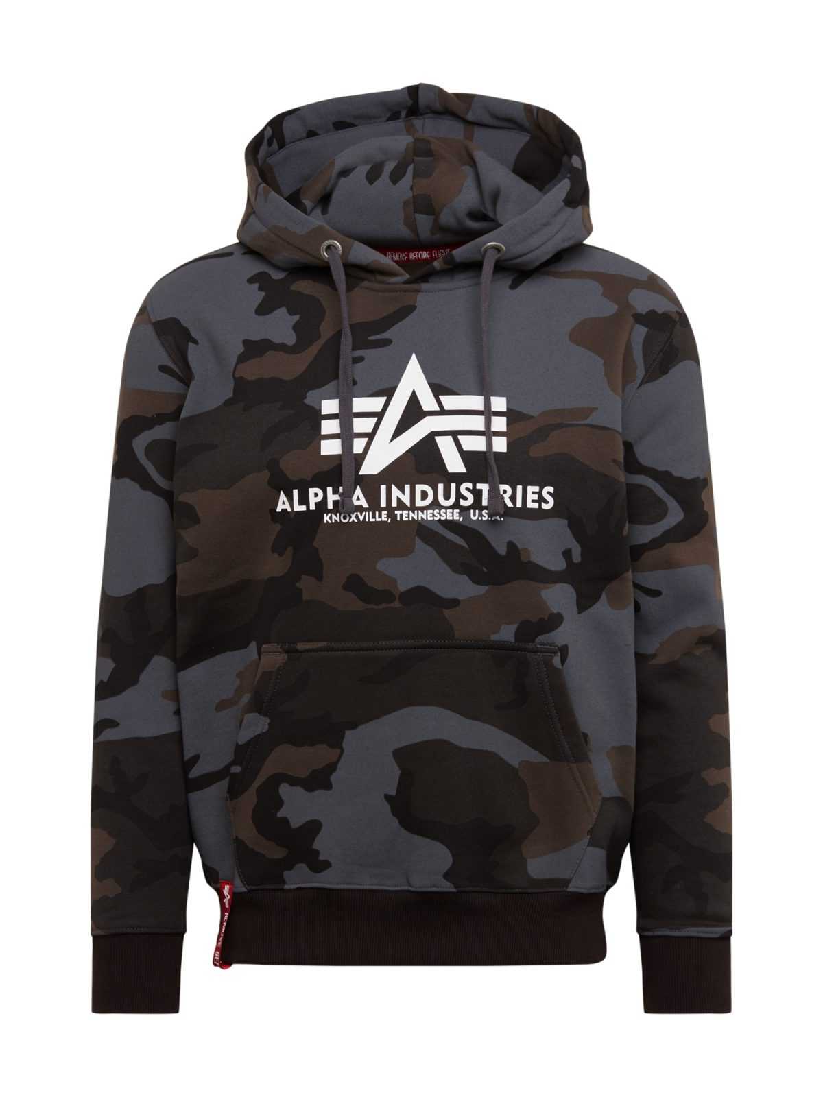 ALPHA INDUSTRIES Majica  rjava / siva / črna / bela