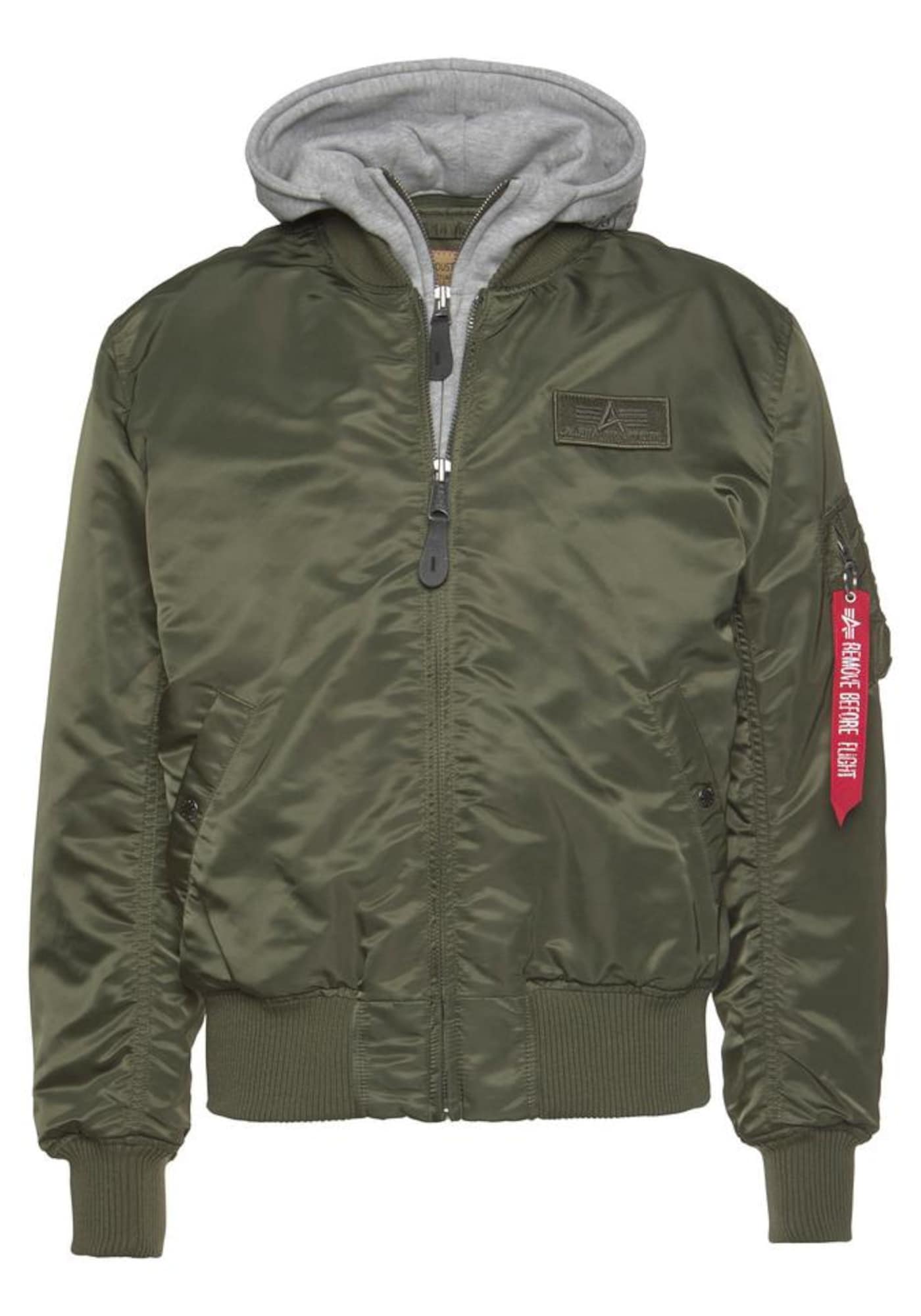 ALPHA INDUSTRIES Prehodna jakna 'MA-1 D-Tec'  pegasto siva / oliva