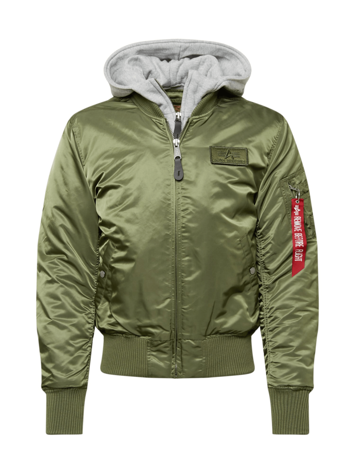 ALPHA INDUSTRIES Prehodna jakna 'MA-1 D-Tec'  pegasto siva / zelena