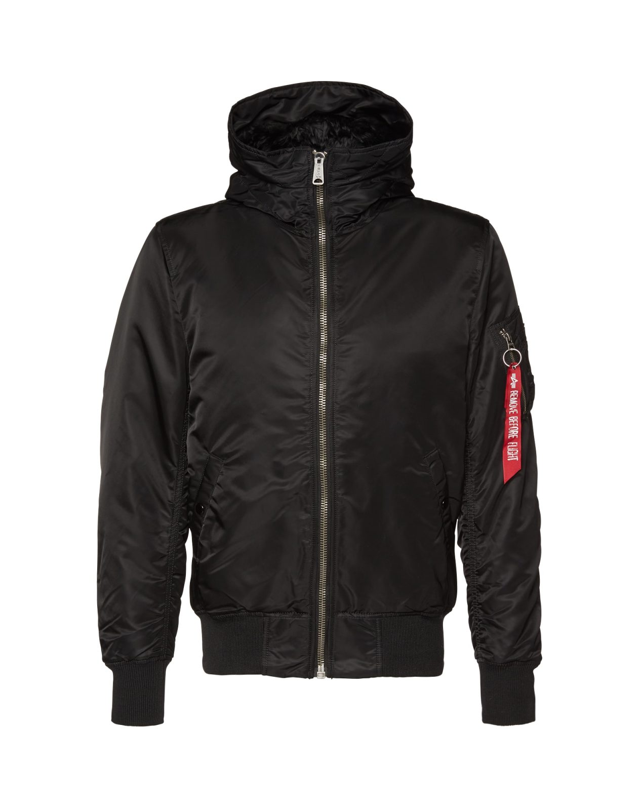 ALPHA INDUSTRIES Prehodna jakna 'MA-1 HOODED'  črna