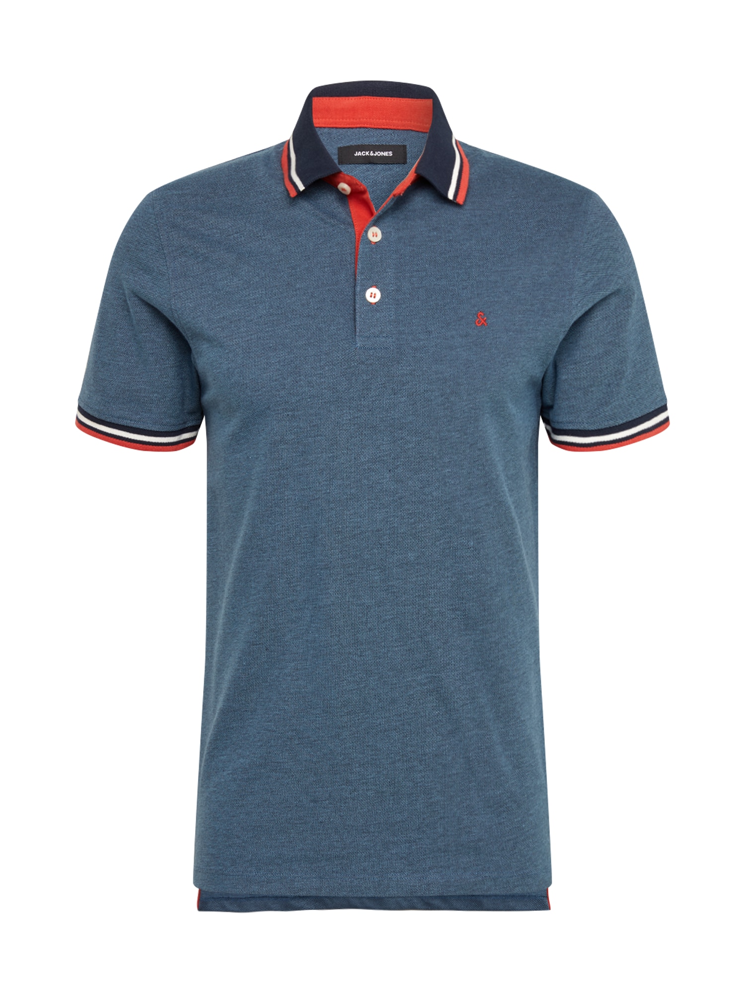 JACK & JONES Majica  mornarska / golobje modra / rdeča / bela