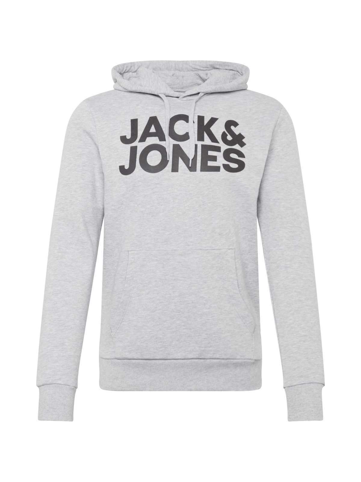 JACK & JONES Majica  svetlo siva / črna