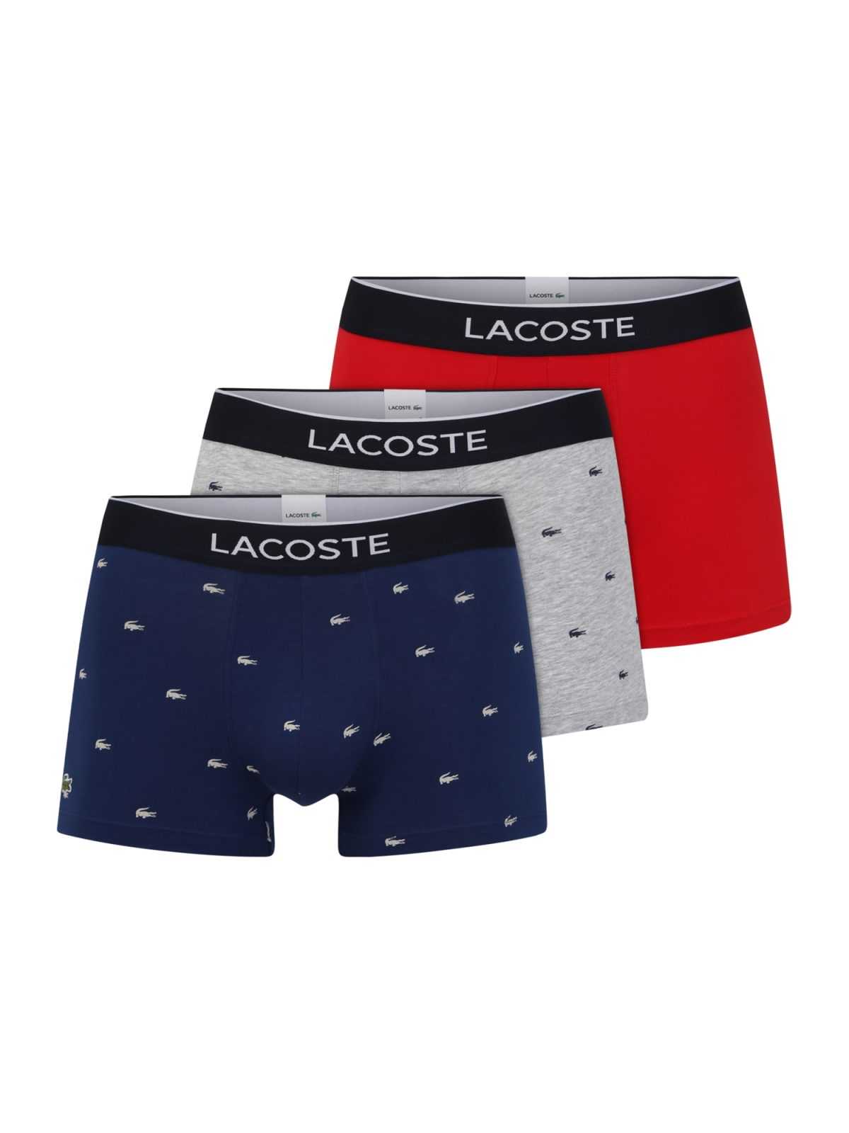 LACOSTE Boksarice 'Trunks'  temno modra / pegasto siva / rdeča / bela