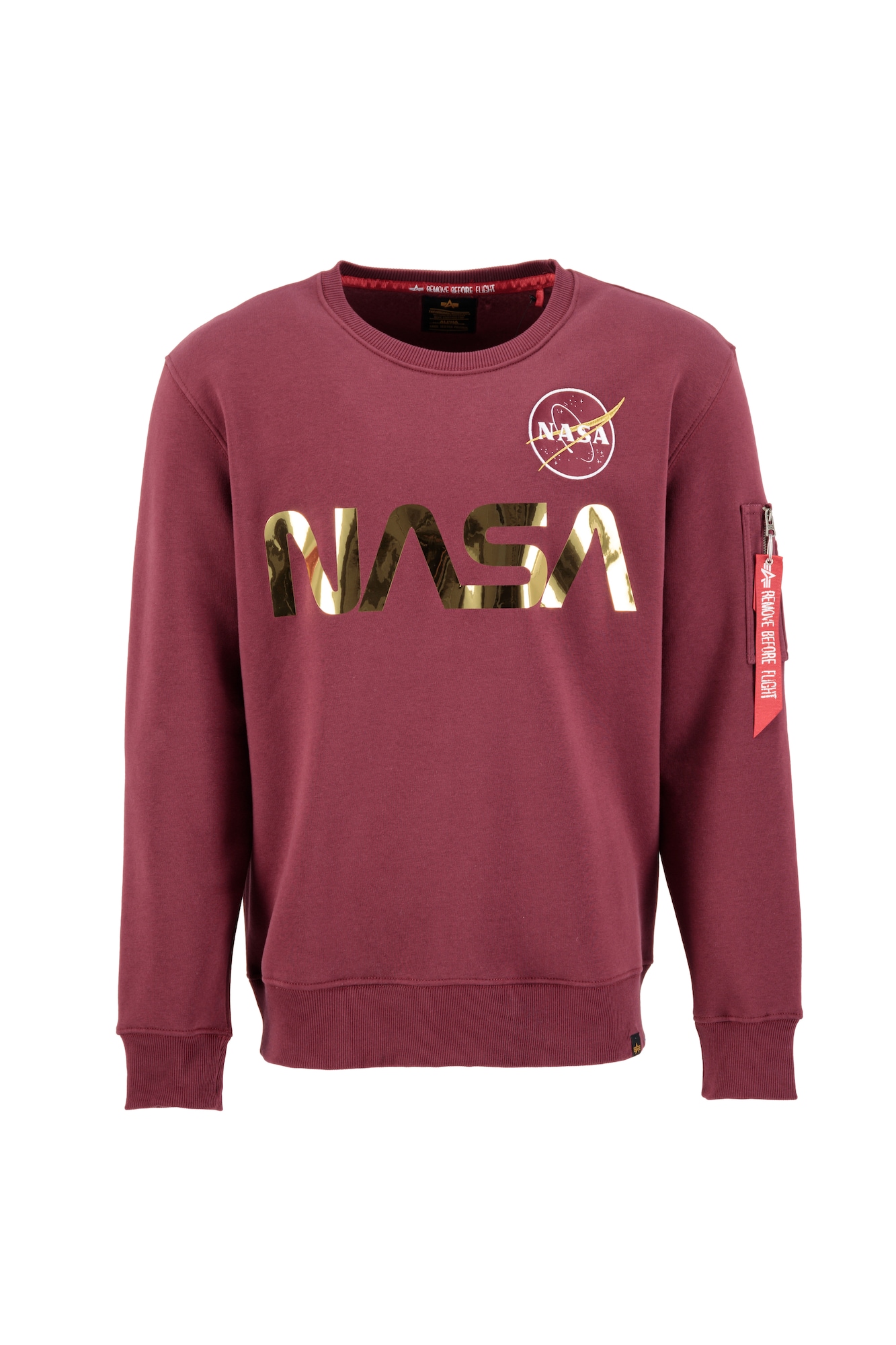 ALPHA INDUSTRIES Majica 'Nasa Reflective'  zlata / burgund