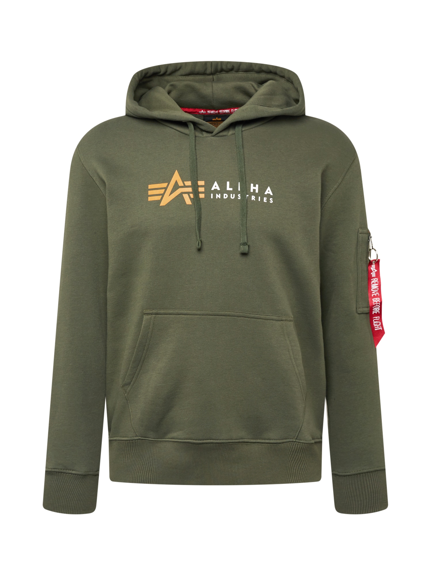 ALPHA INDUSTRIES Majica  kaki / svetlo oranžna / rdeča / bela