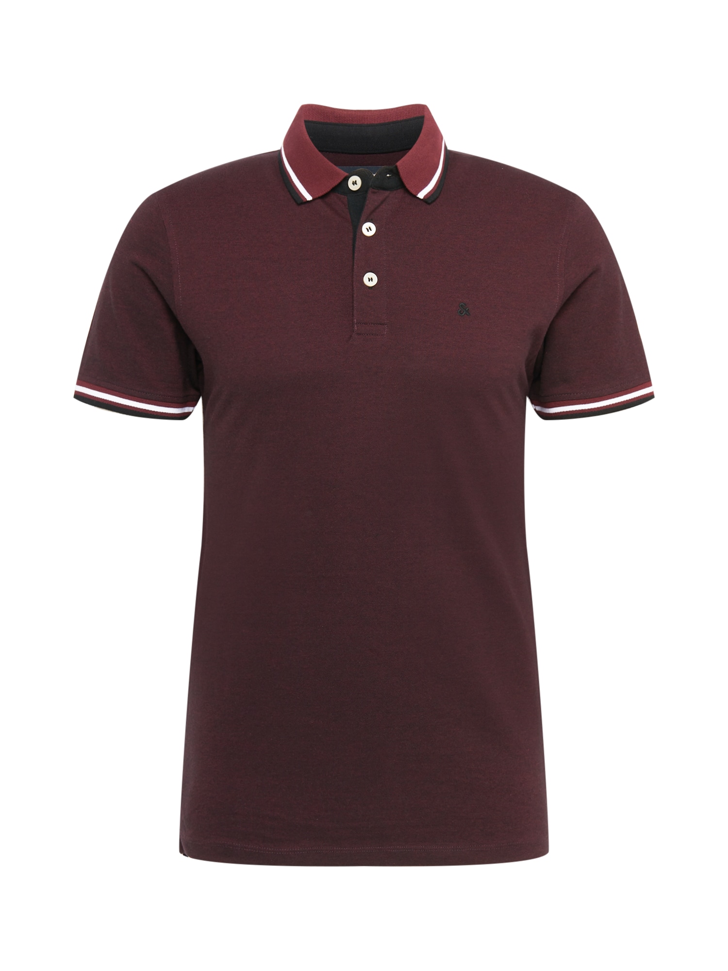 JACK & JONES Majica 'Paulos'  burgund / karminsko rdeča / črna / bela