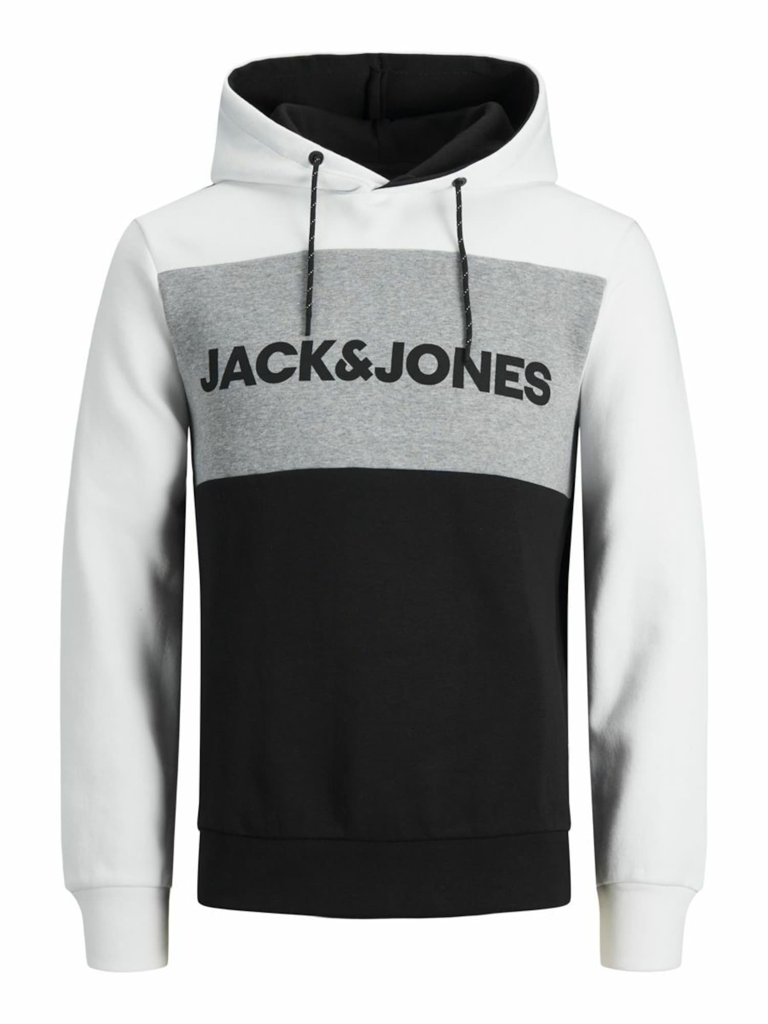 JACK & JONES Majica  pegasto siva / črna / bela