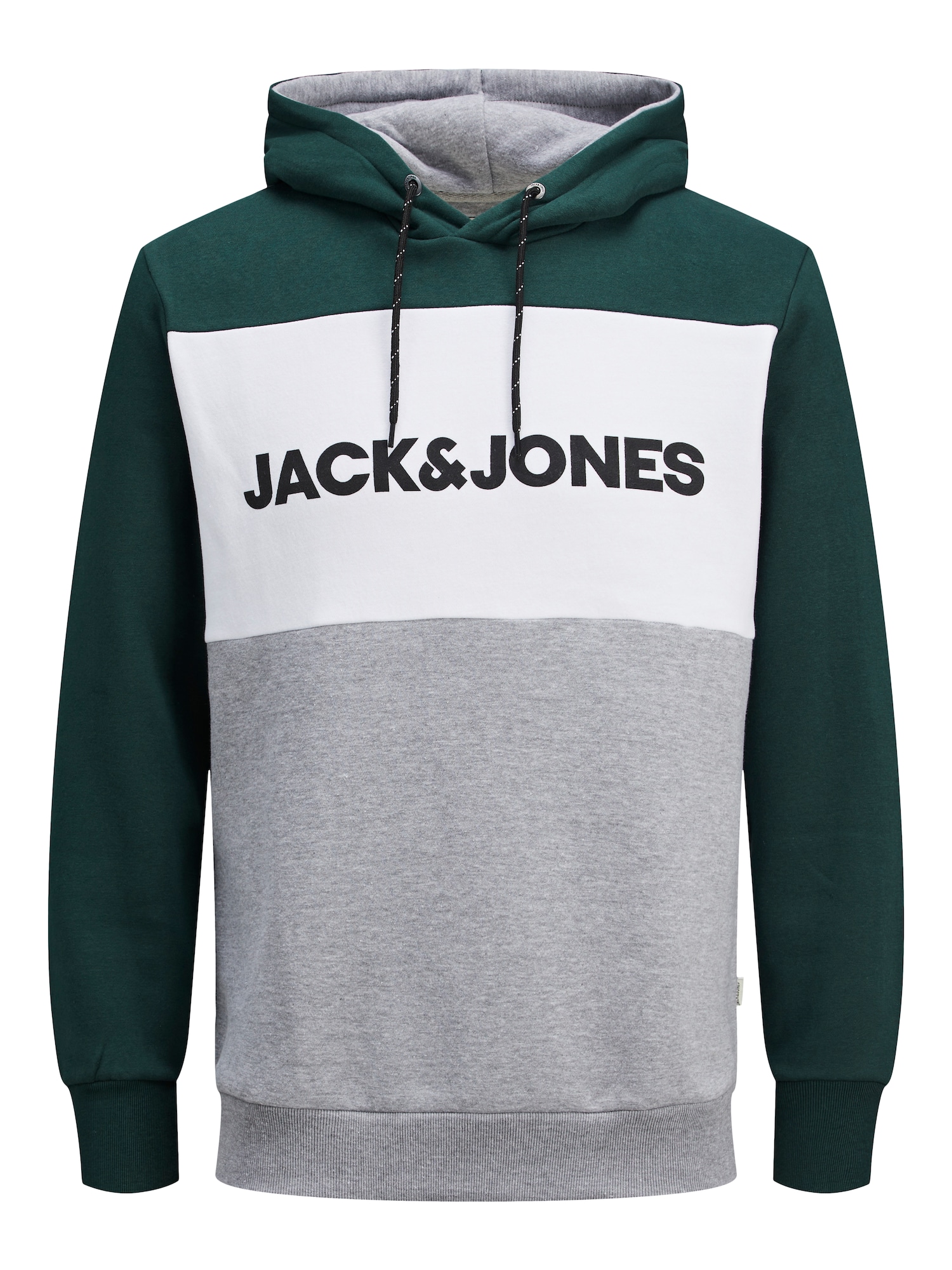 JACK & JONES Majica  pegasto siva / jelka / črna / bela