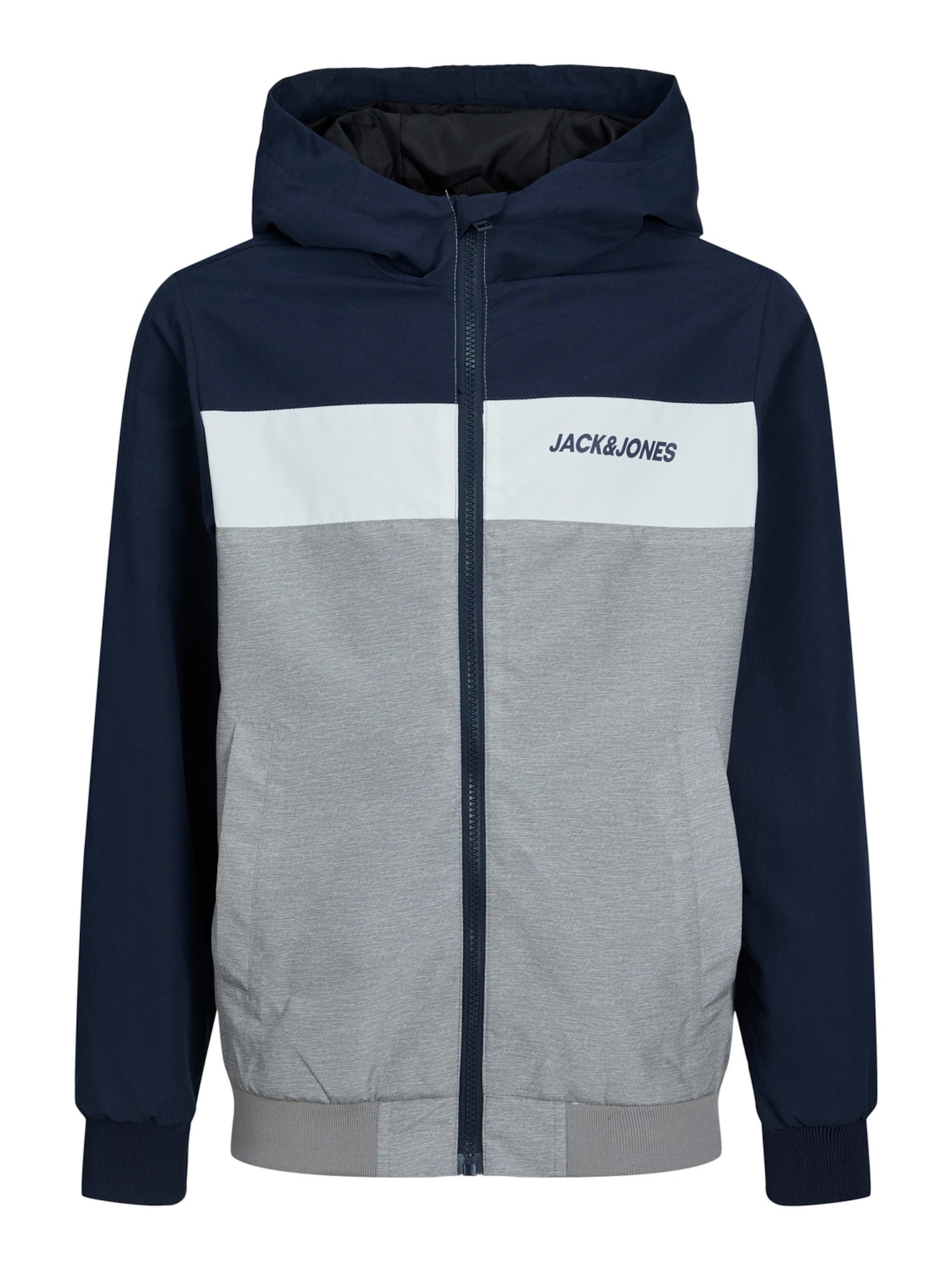 Jack & Jones Junior Funkcionalna jakna 'Rush'  temno modra / pegasto siva / bela