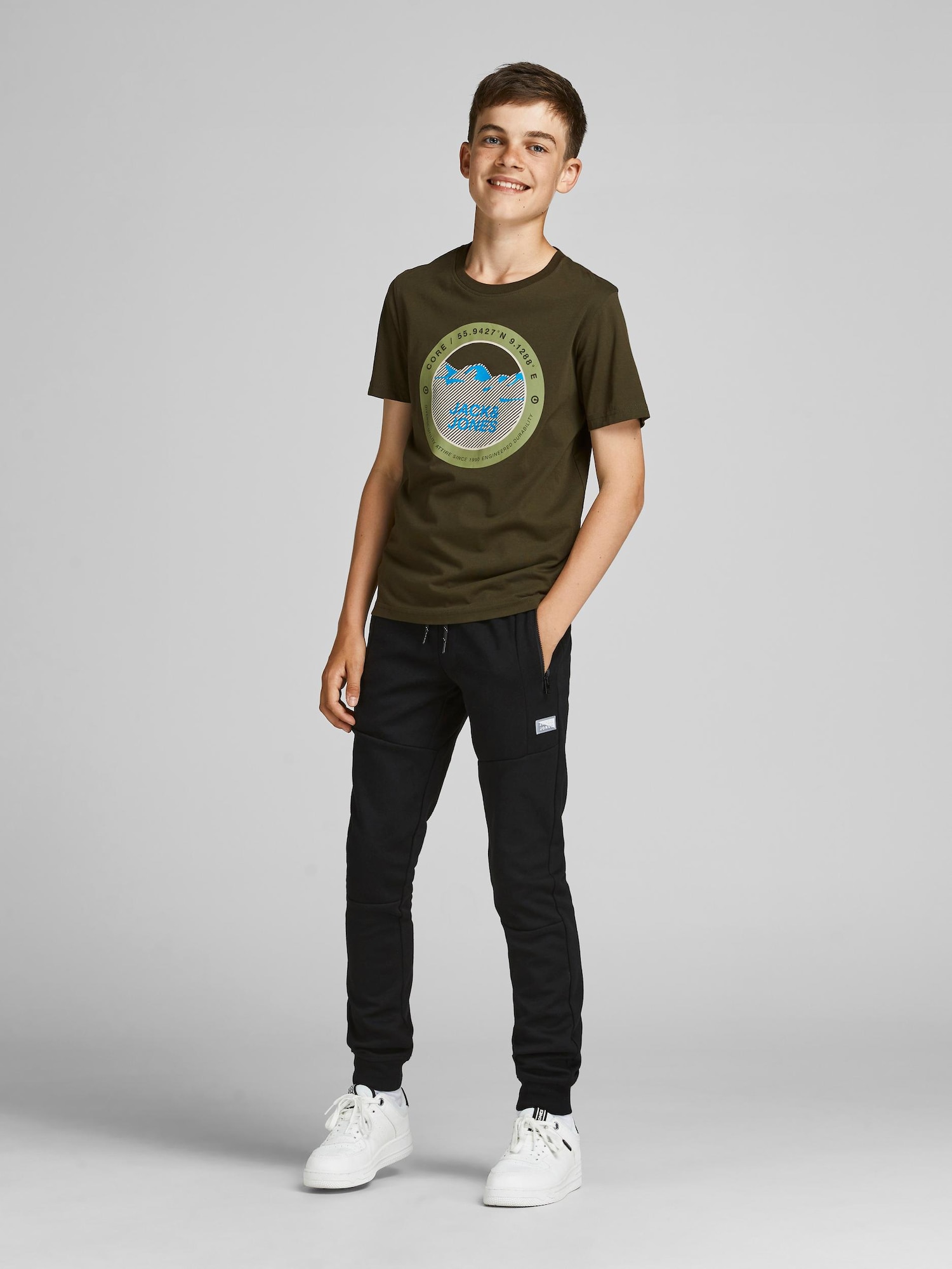 Jack & Jones Junior Majica 'Bilo'  svetlo modra / oliva / svetlo zelena / bela