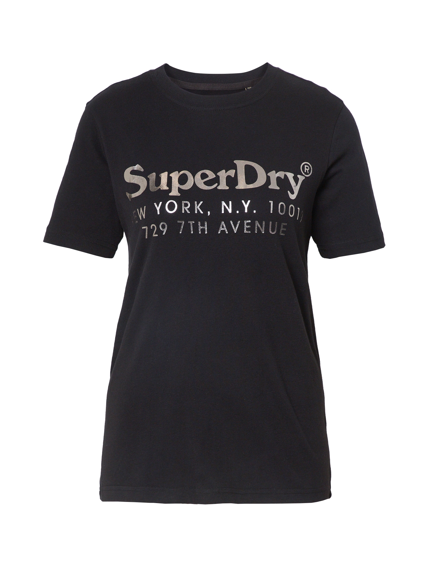 Superdry Majica 'Vintage Venue Interest'  črna / srebrna