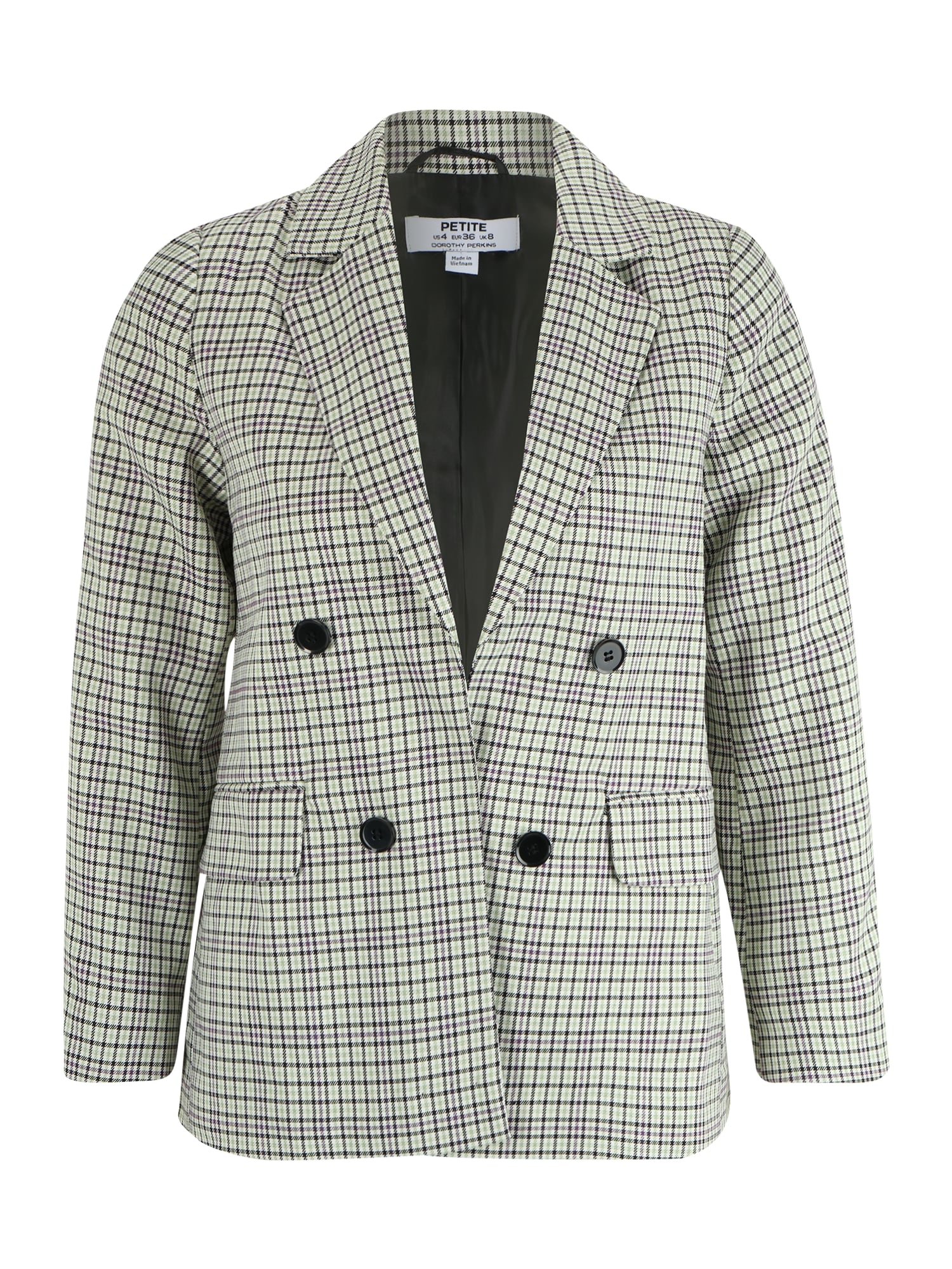 Dorothy Perkins Petite Blazer  svetlo zelena / črna / bela