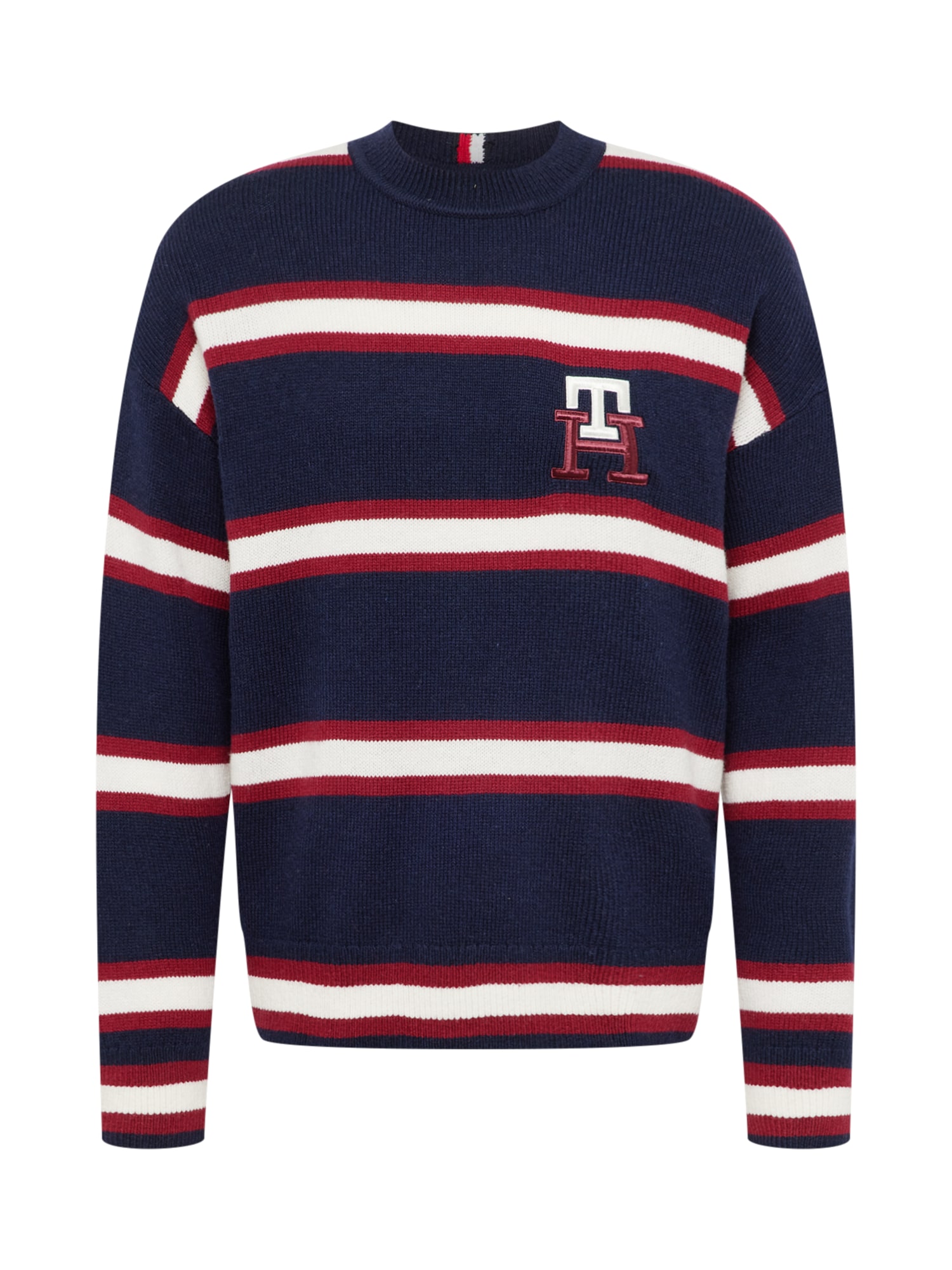 TOMMY HILFIGER Pulover  marine / vinsko rdeča / bela