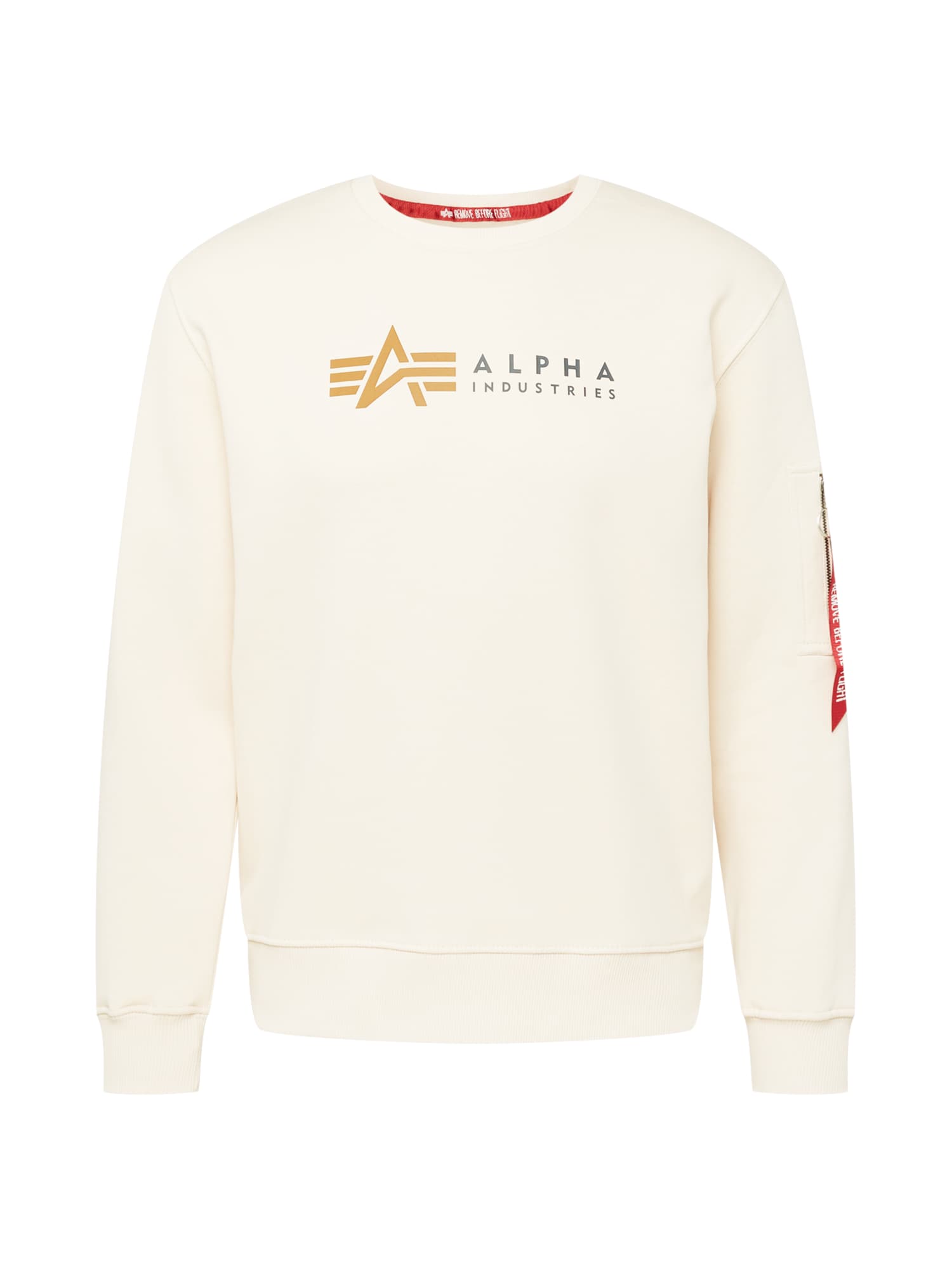 ALPHA INDUSTRIES Majica  kremna / pesek / temno siva / rdeča