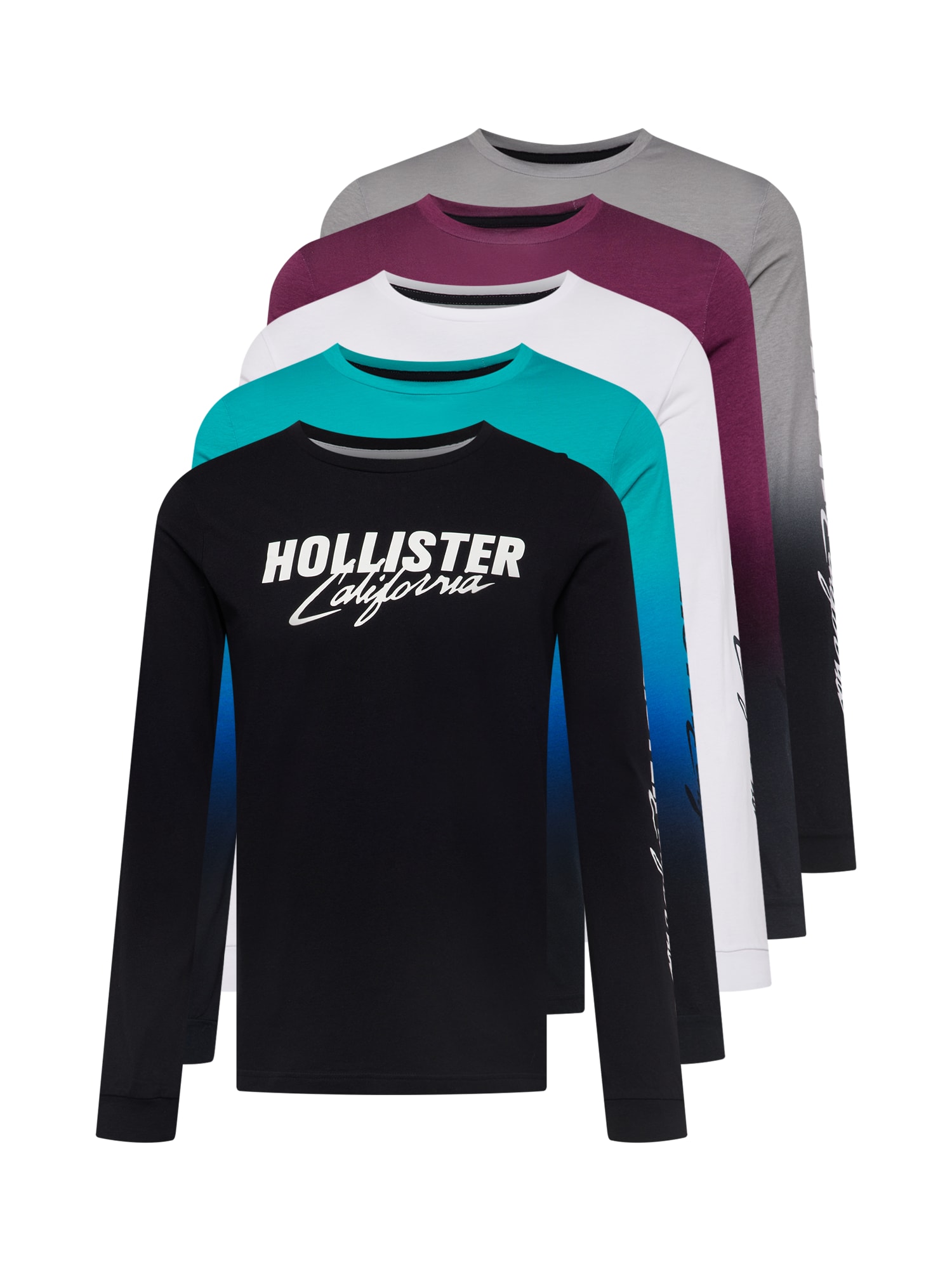 HOLLISTER Majica  modra / siva / bordo / črna / bela