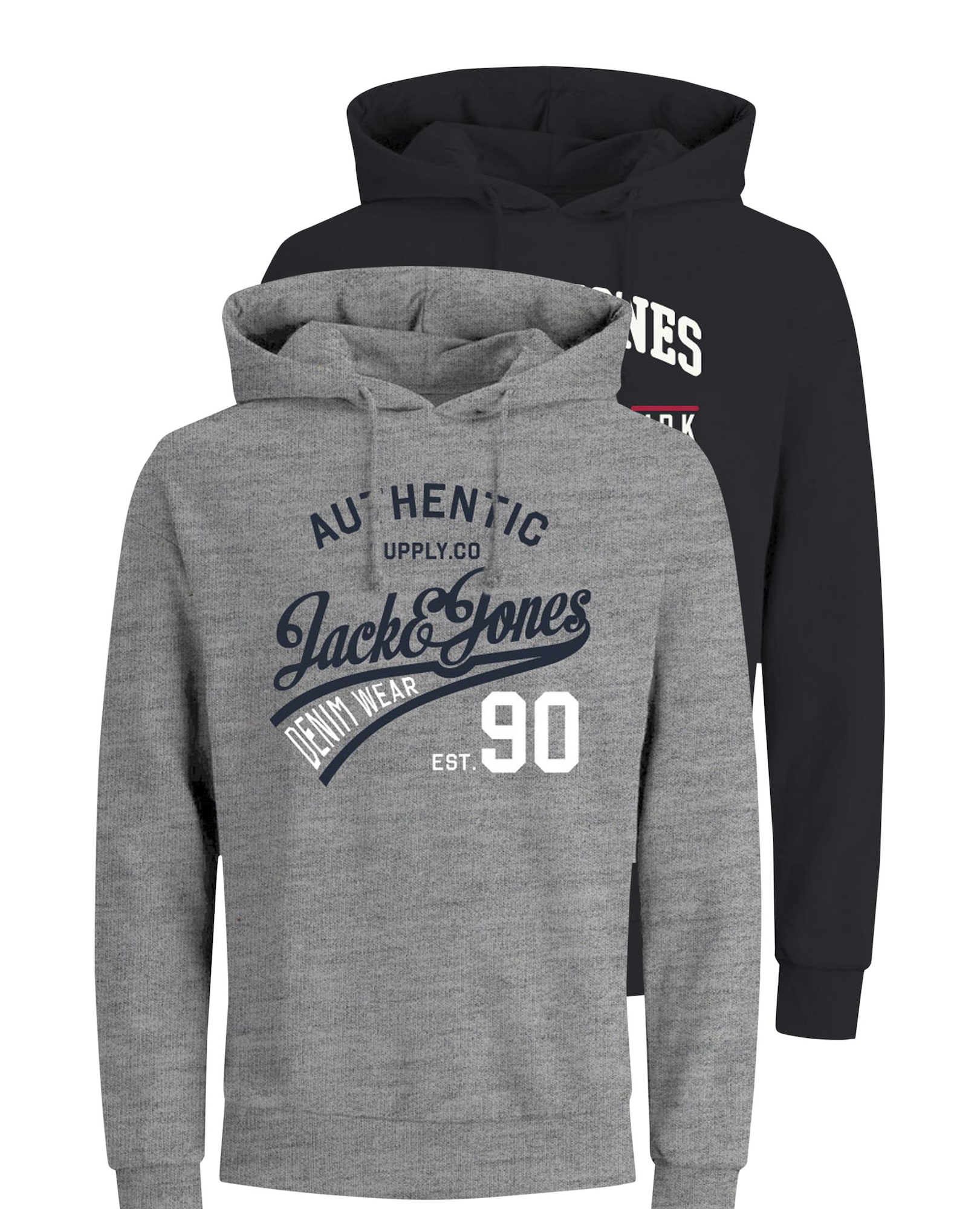 JACK & JONES Majica 'ETHAN'  mornarska / svetlo siva / bela