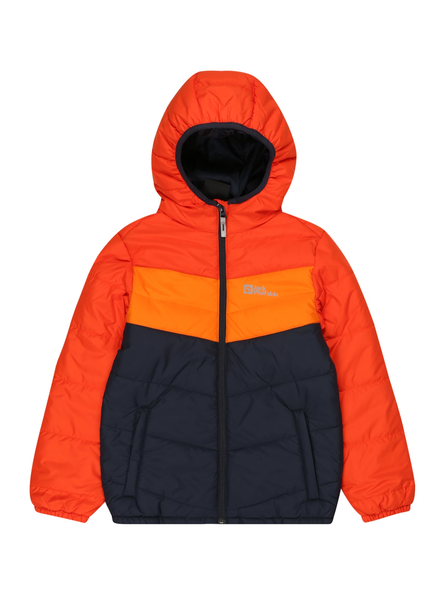 JACK WOLFSKIN Zunanja jakna 'THREE HILLS'  mornarska / siva / oranžna / jastog