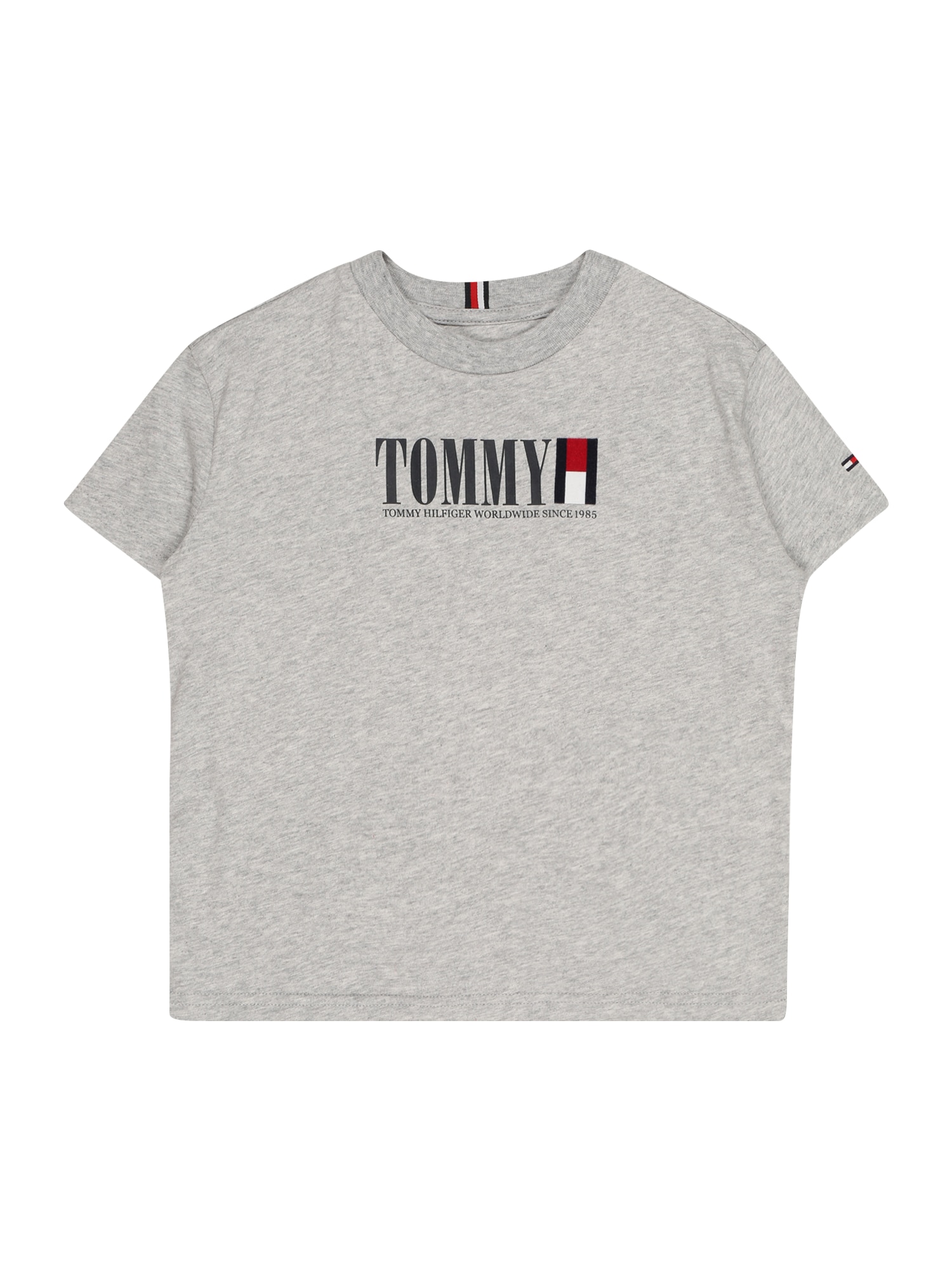 TOMMY HILFIGER Majica  nočno modra / pegasto siva / ognjeno rdeča / bela