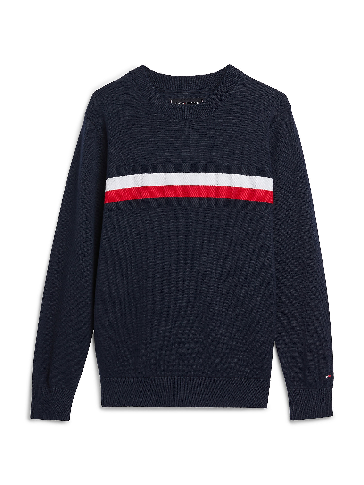 TOMMY HILFIGER Pulover  nočno modra / rdeča / bela