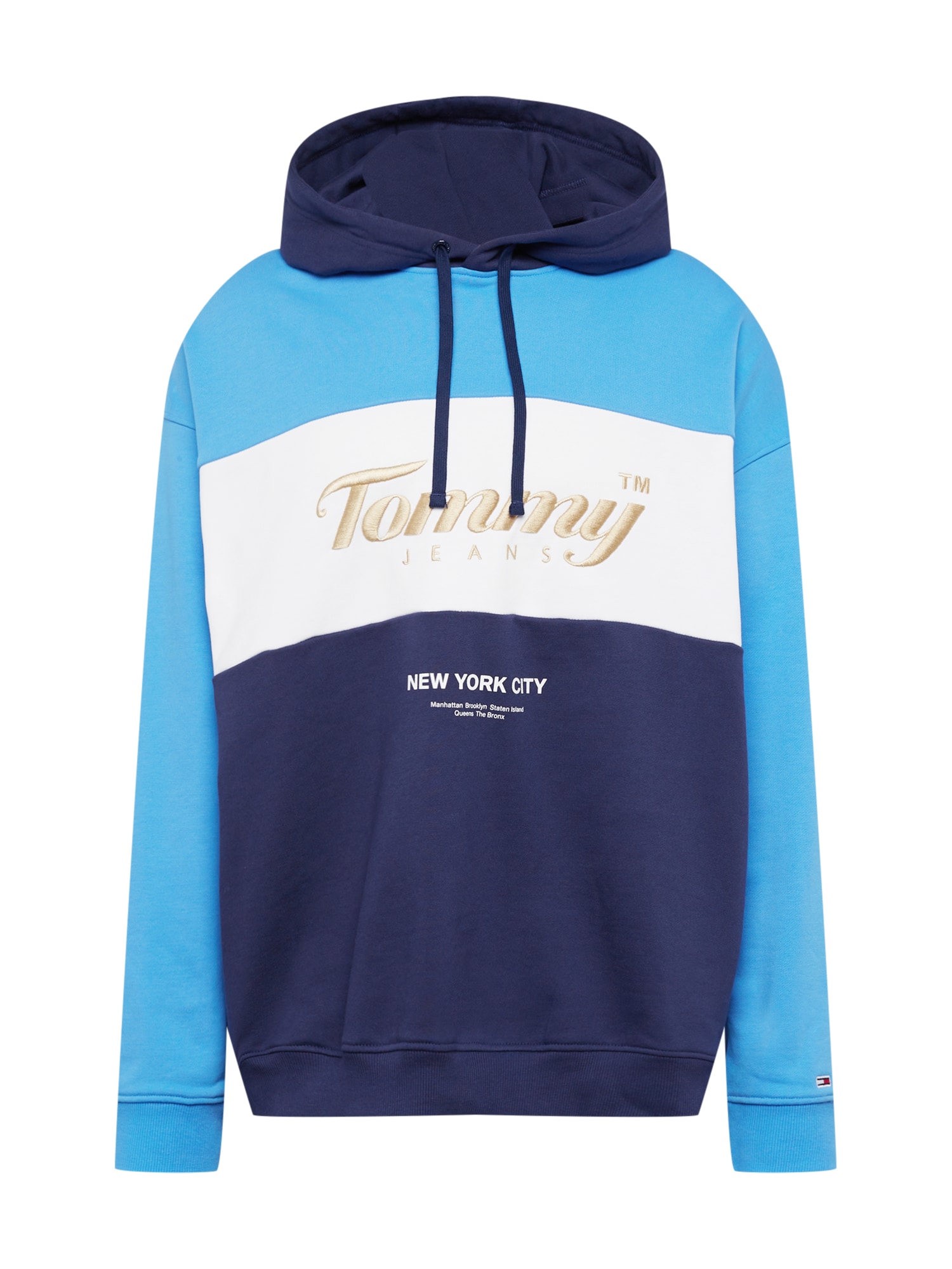 Tommy Jeans Majica  kraljevo modra / temno modra / zlata / bela