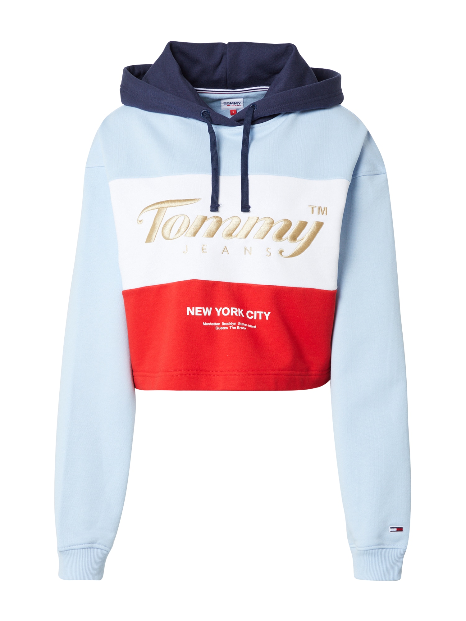 Tommy Jeans Majica  mornarska / svetlo modra / zlata / rdeča