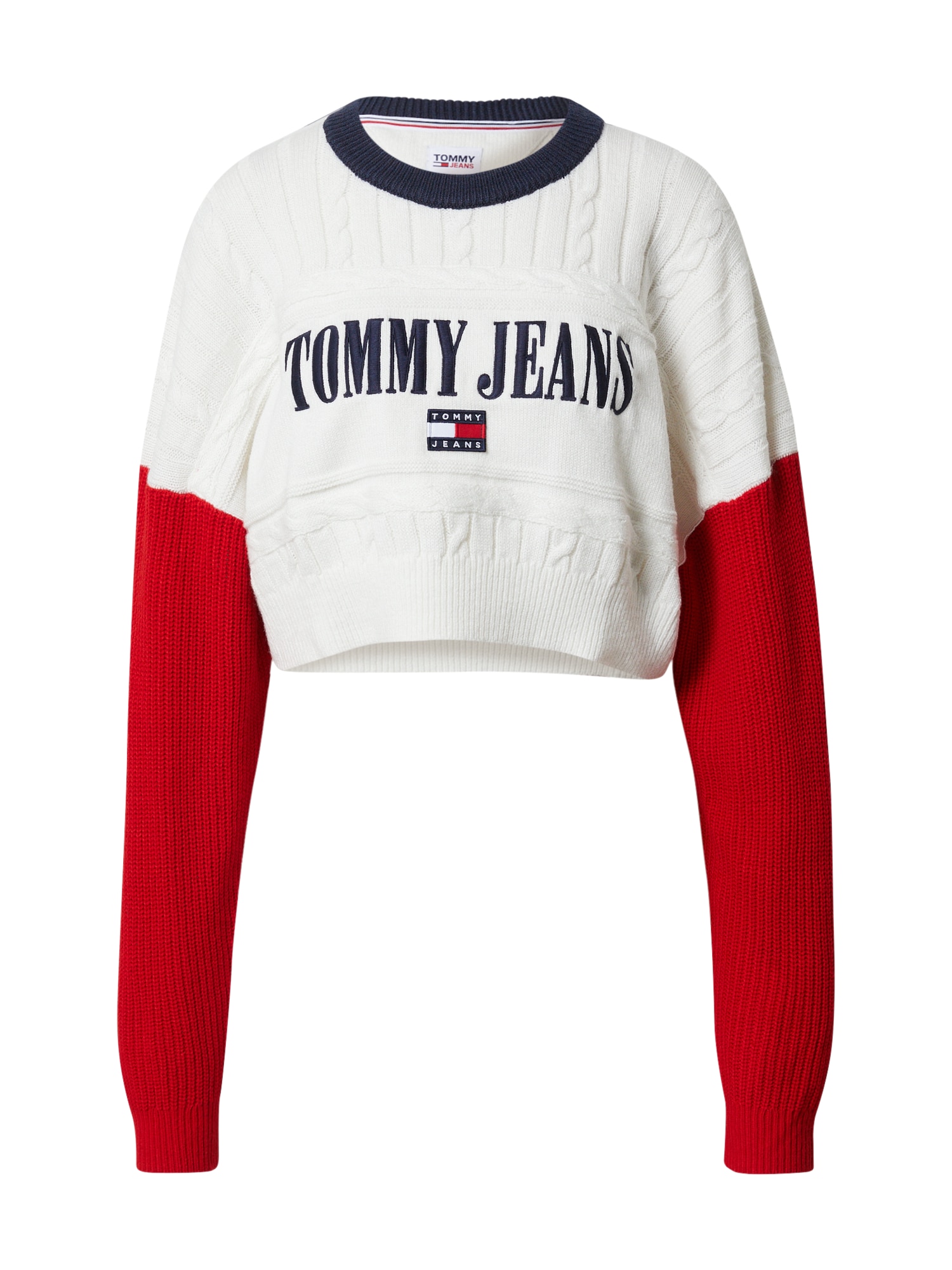 Tommy Jeans Pulover  mornarska / rdeča / bela