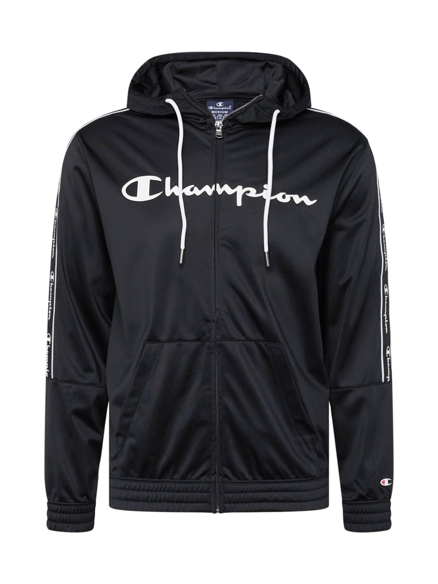 Champion Authentic Athletic Apparel Jopa na zadrgo  črna / bela