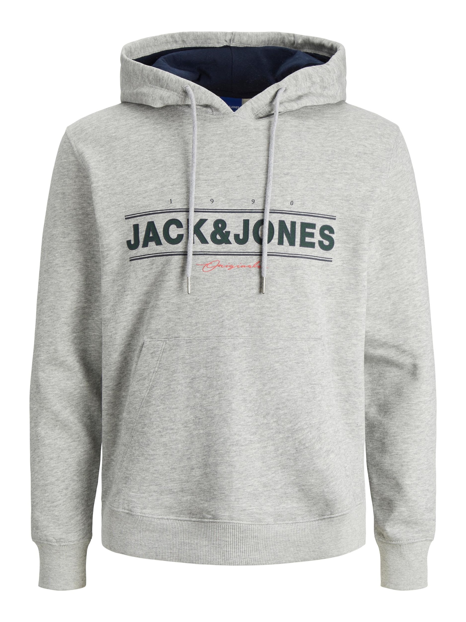 JACK & JONES Majica 'FRIDAY'  pegasto siva / svetlo rdeča / črna