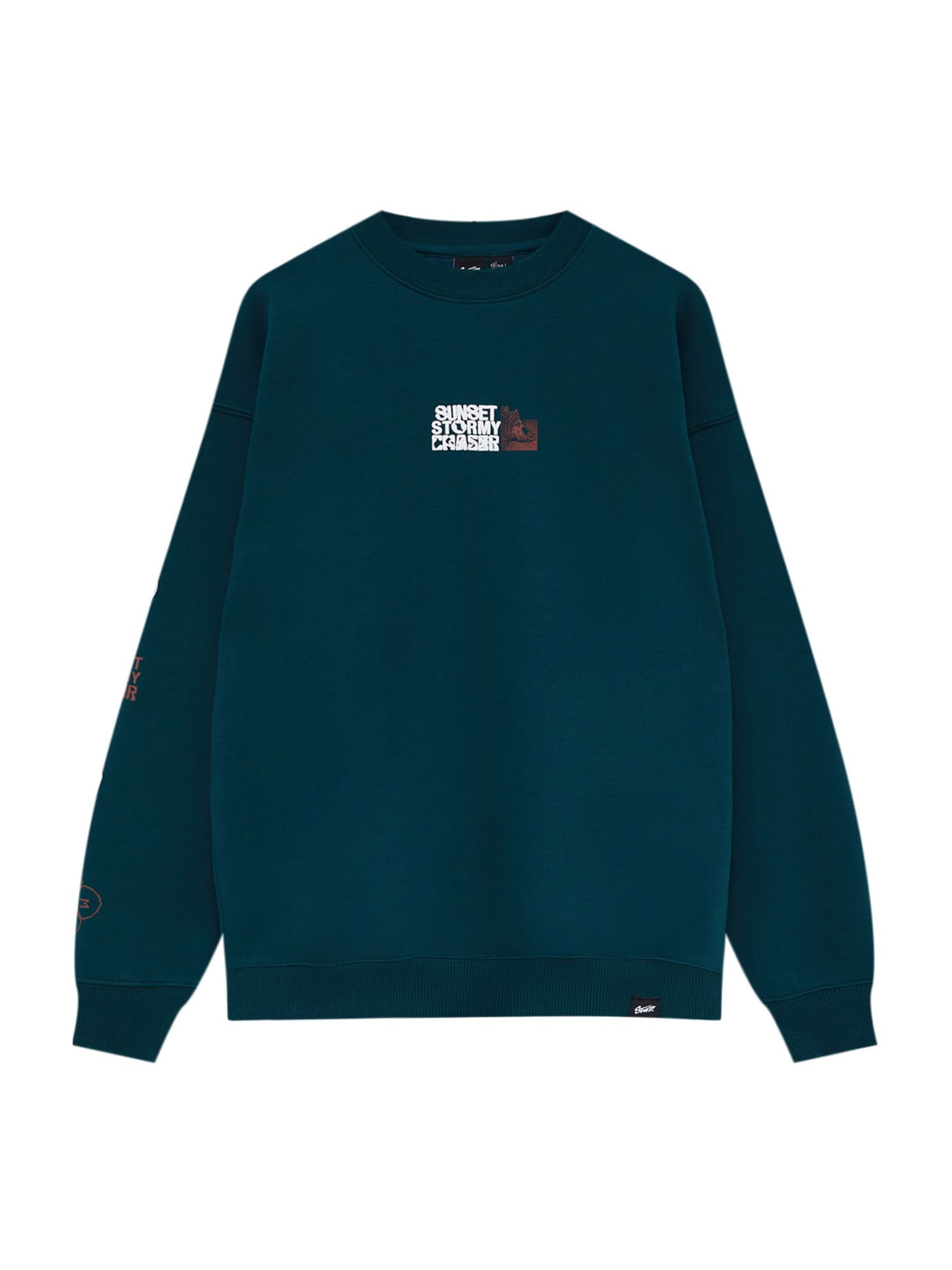 Pull&Bear Majica  rjava / petrol / bela