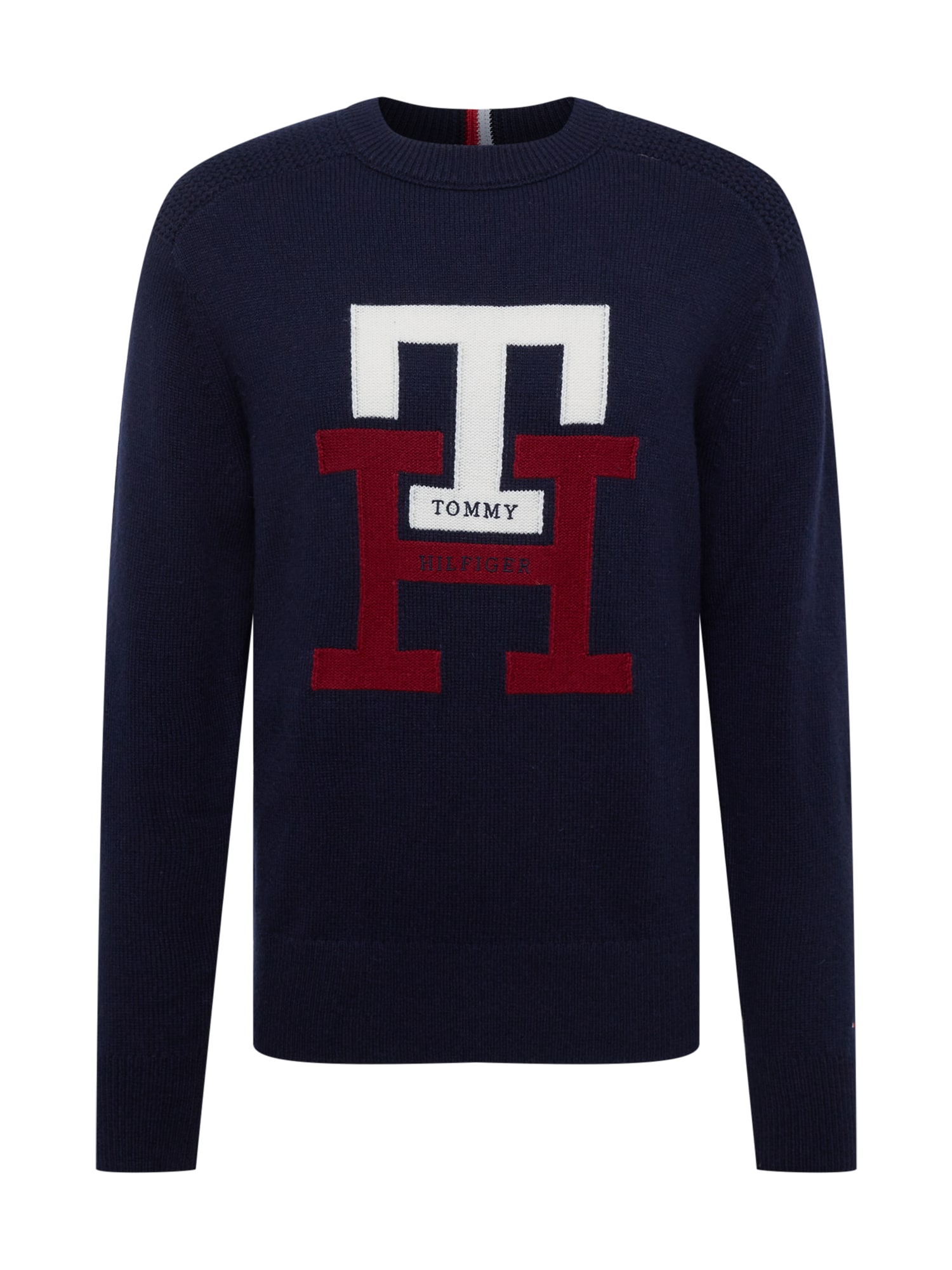 TOMMY HILFIGER Pulover  mornarska / krvavo rdeča / bela