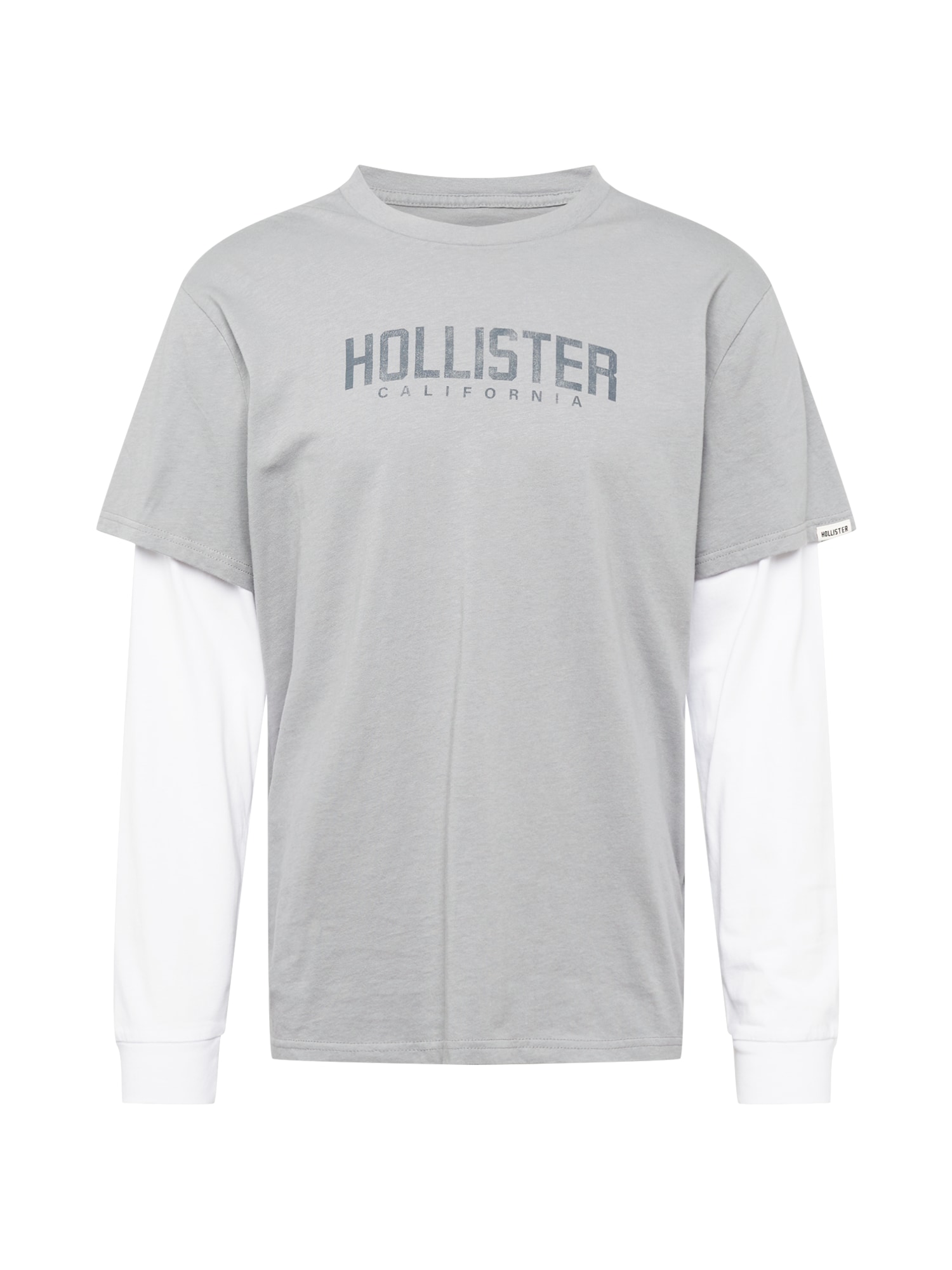 HOLLISTER Majica  siva / bazaltno siva / bela