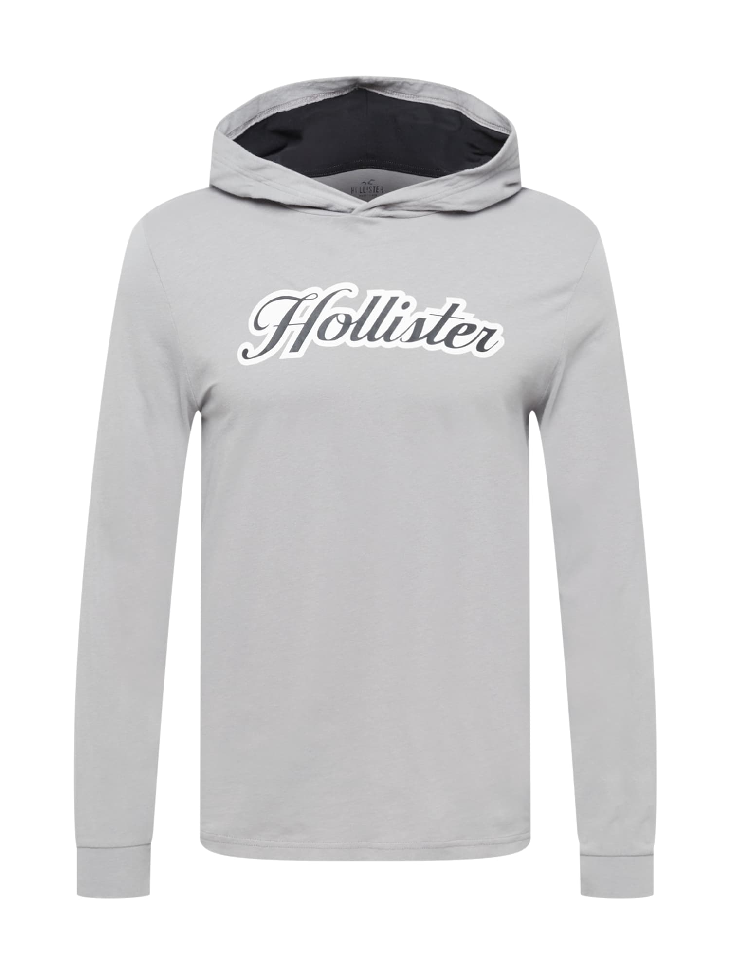 HOLLISTER Majica  svetlo siva / črna / bela