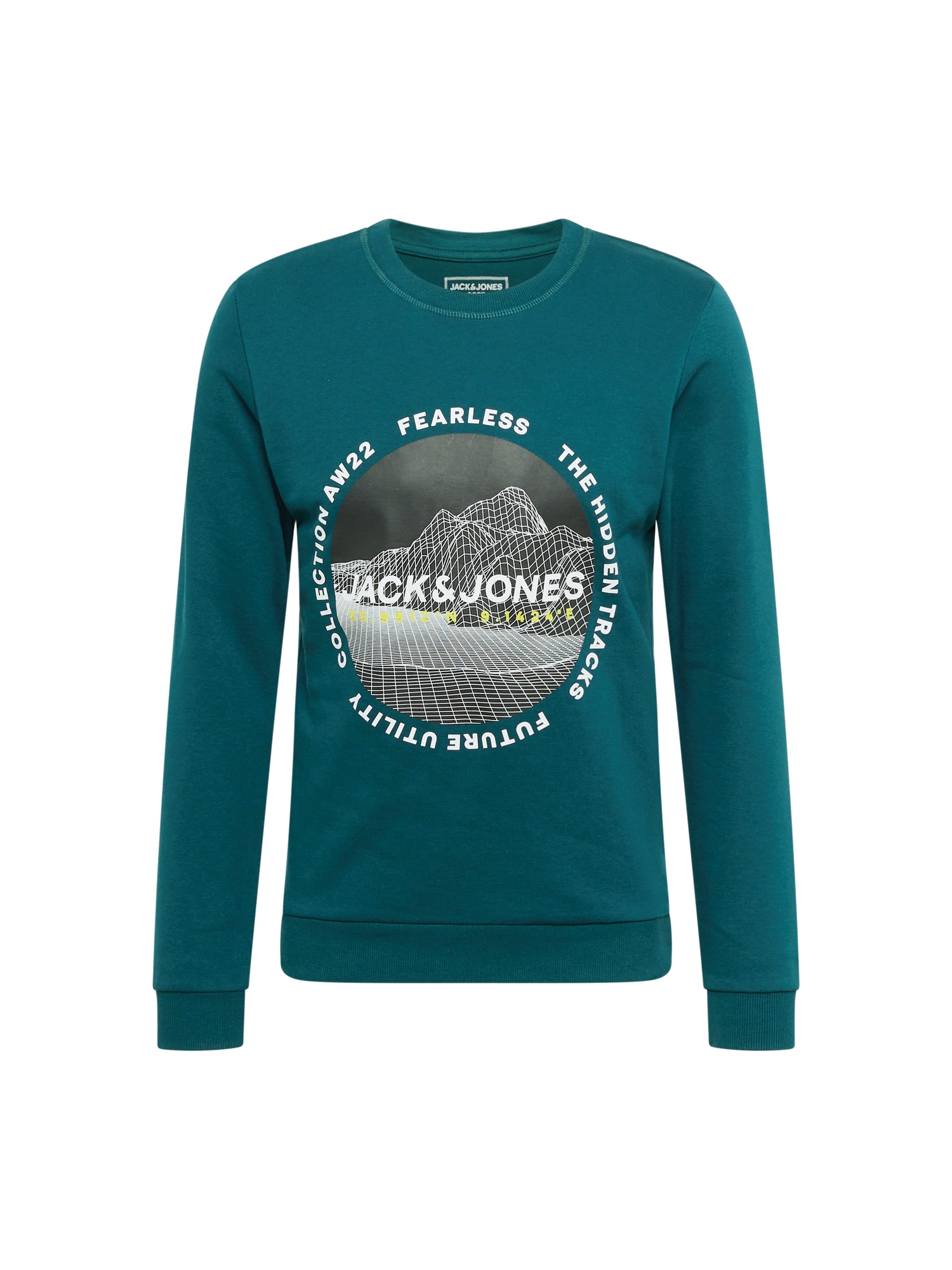 JACK & JONES Majica 'MAPPING'  rumena / temno zelena / črna / bela