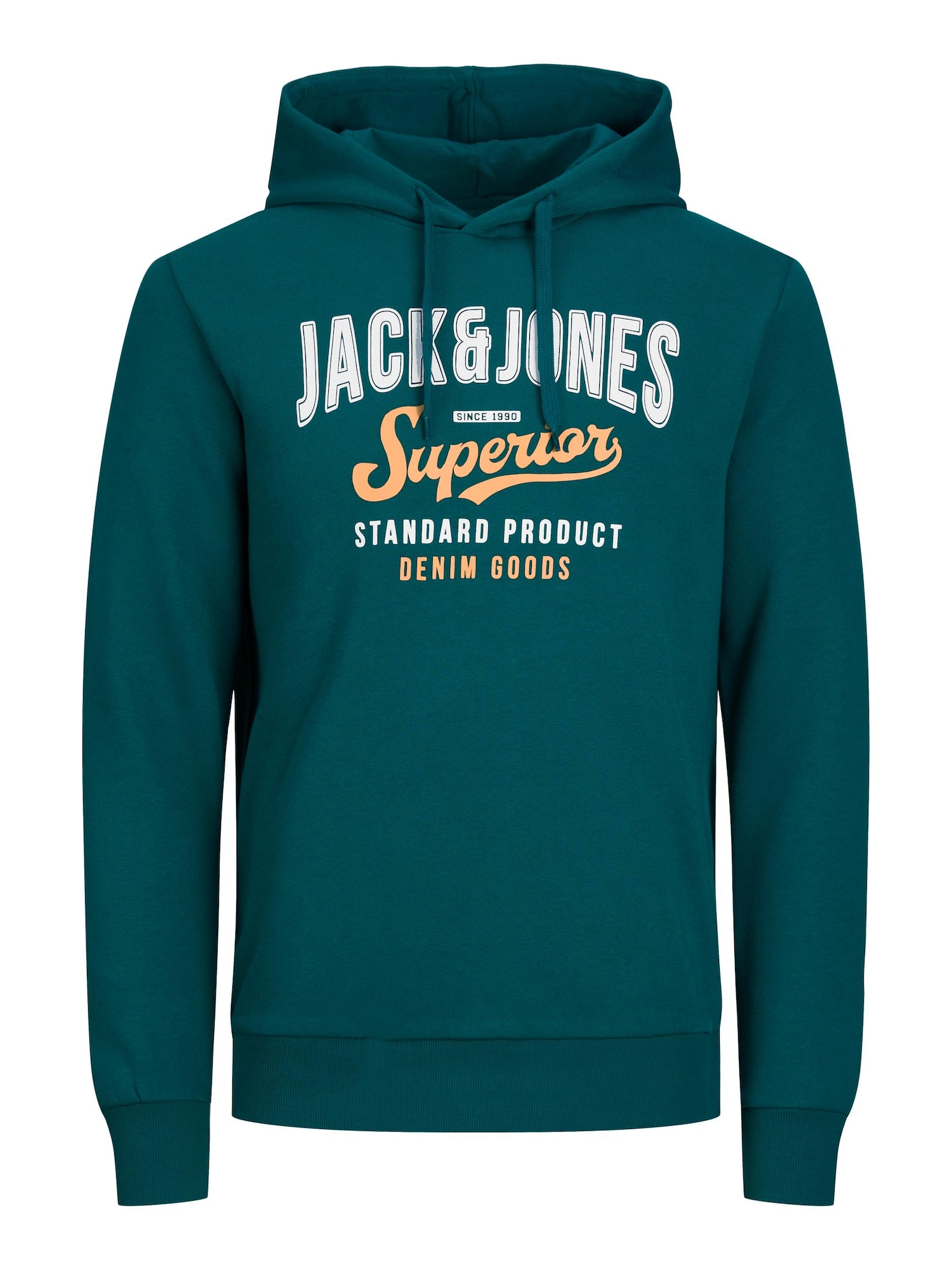 JACK & JONES Majica  smaragd / svetlo oranžna / bela