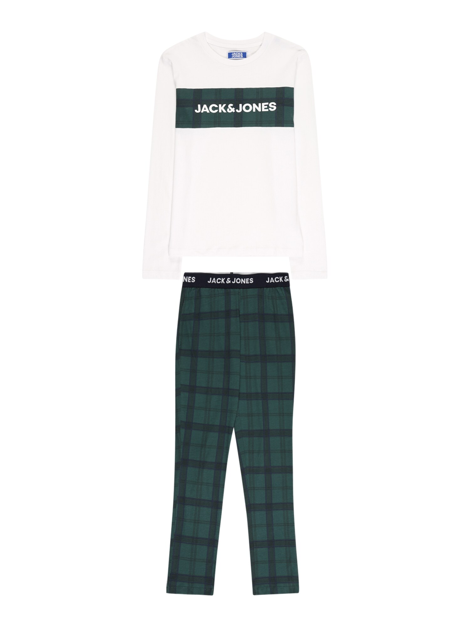 Jack & Jones Junior Pižama 'TRAIN'  jelka / črna / bela