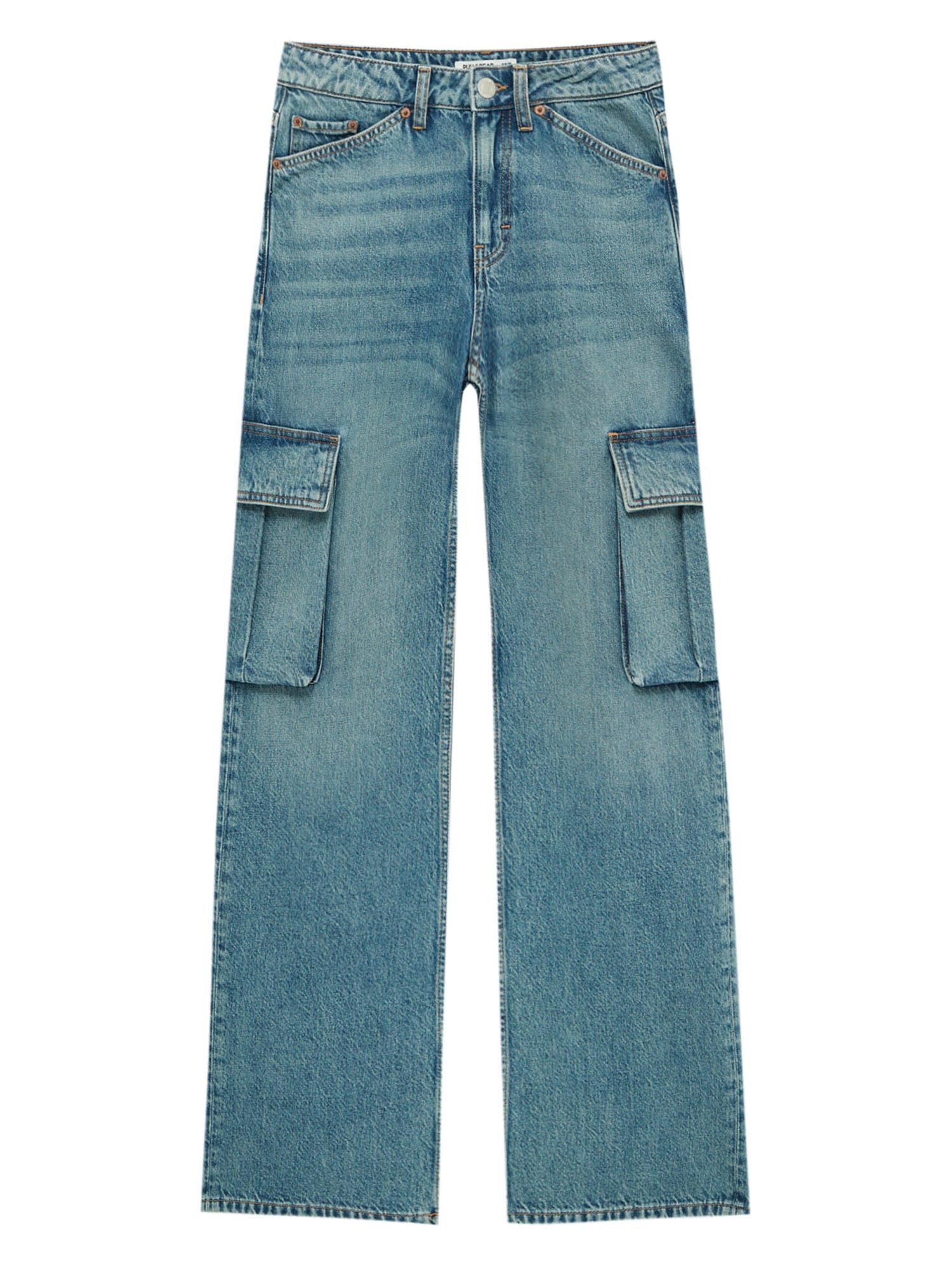 Pull&Bear Kargo kavbojke  moder denim