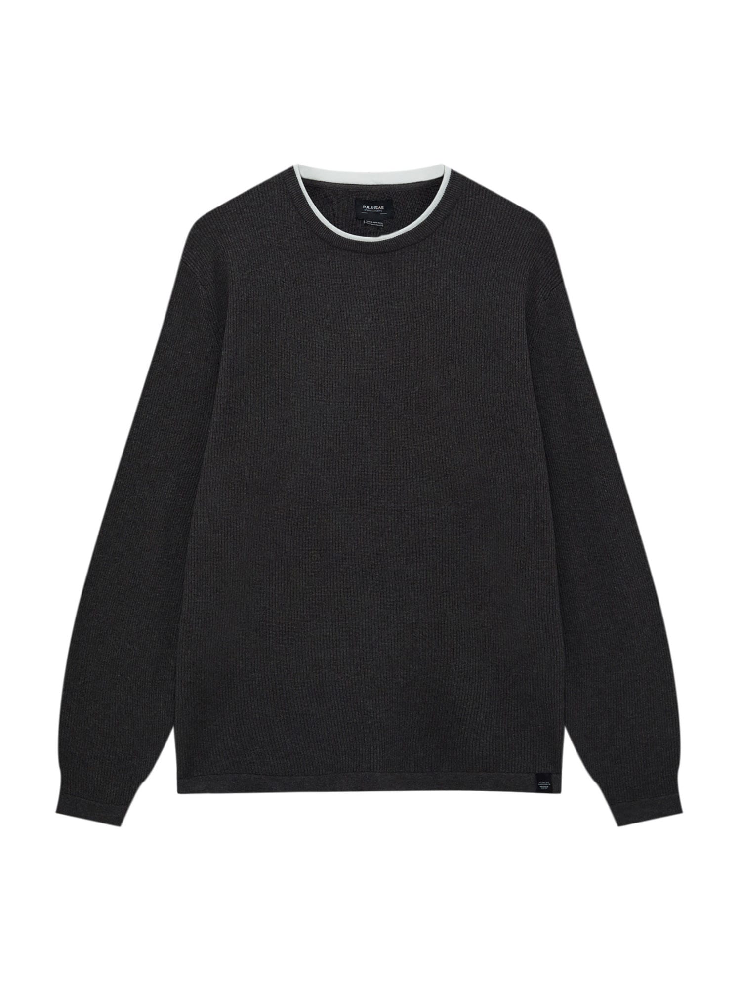 Pull&Bear Pulover  temno siva / bela