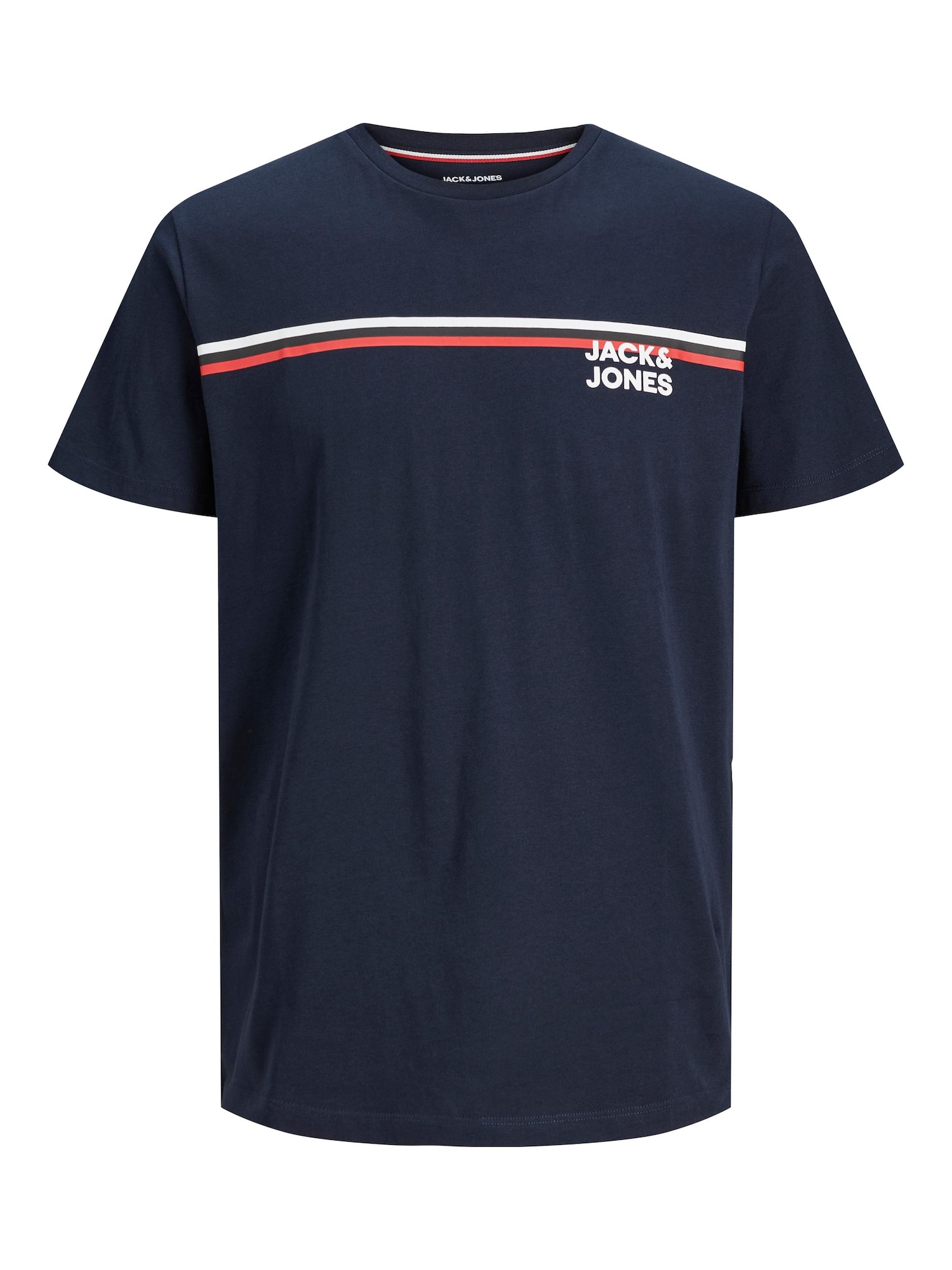 JACK & JONES Majica 'Atlas'  mornarska / ognjeno rdeča / bela