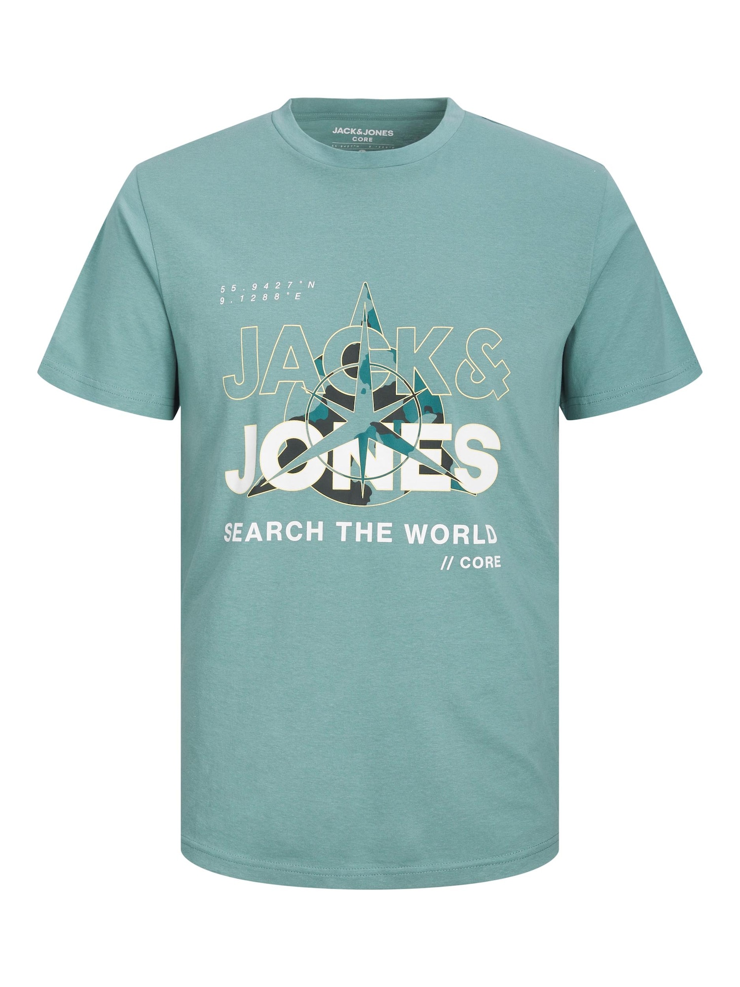 JACK & JONES Majica 'Hunt'  dimno modra / svetlo rumena / črna / bela