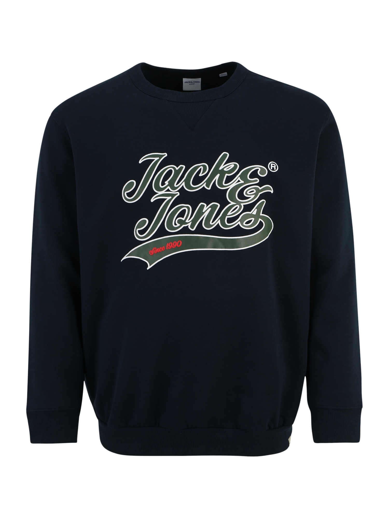 Jack & Jones Plus Majica 'BECKS'  mornarska / temno zelena / ognjeno rdeča / bela