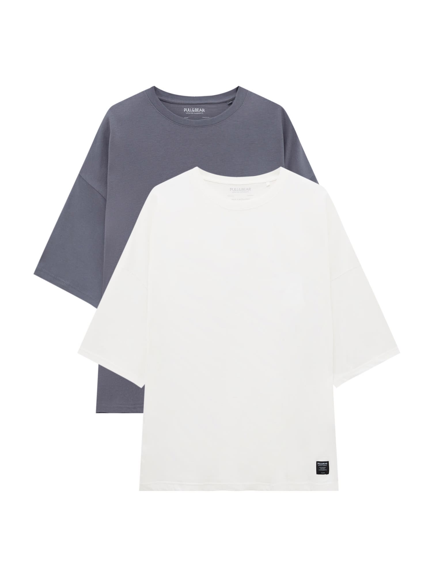 Pull&Bear Majica  temno siva / bela