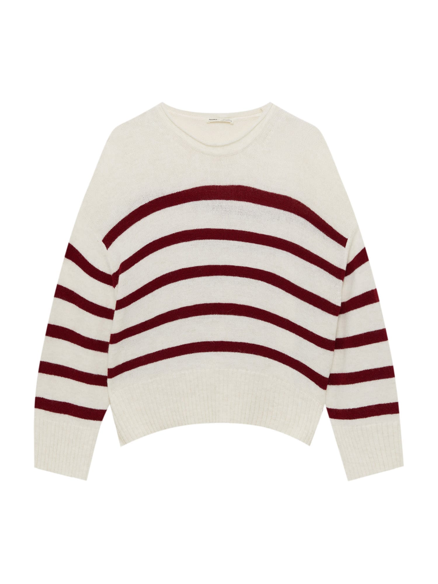 Pull&Bear Pulover  burgund / bela