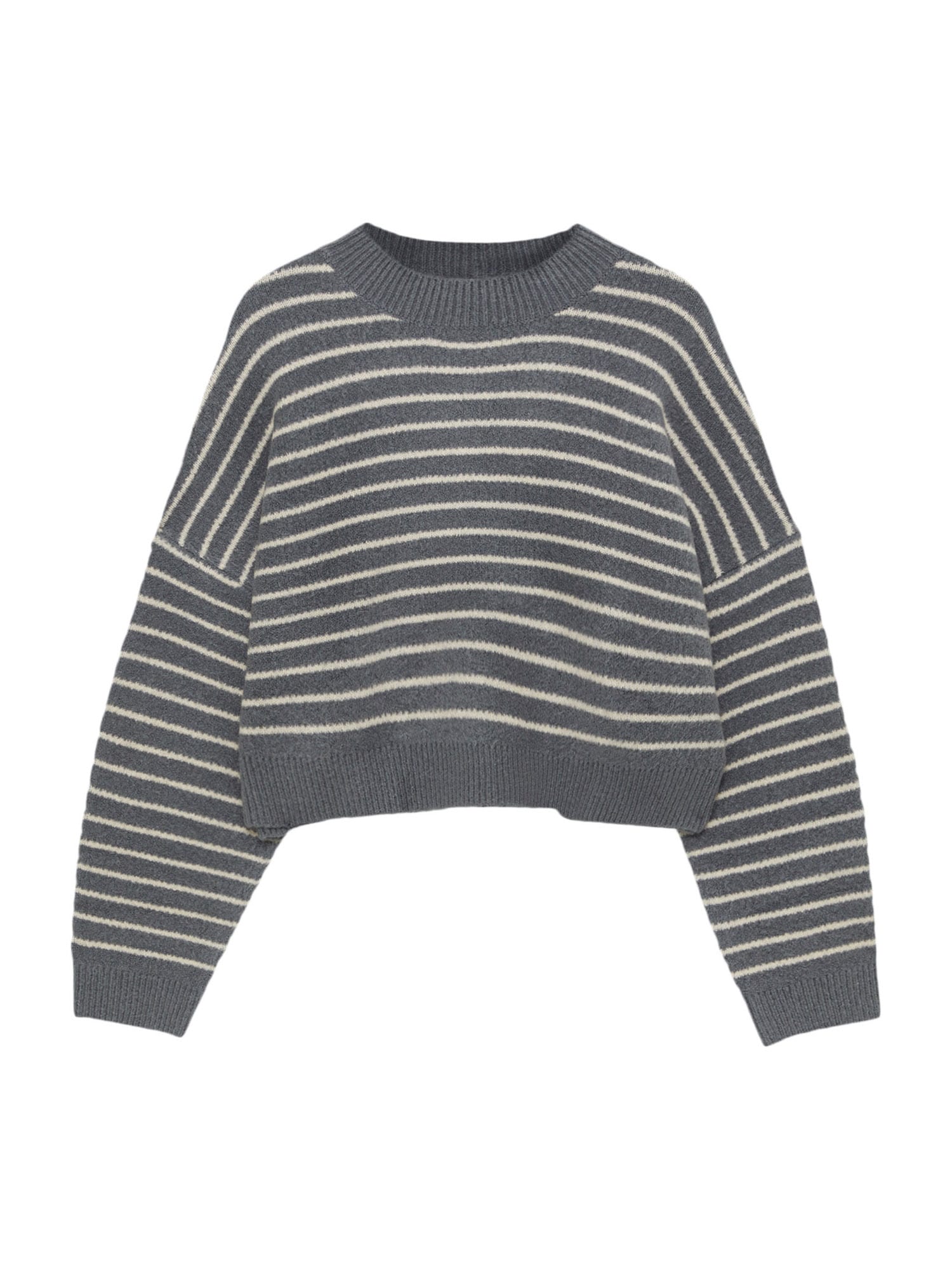 Pull&Bear Pulover  ecru / golobje modra / bela