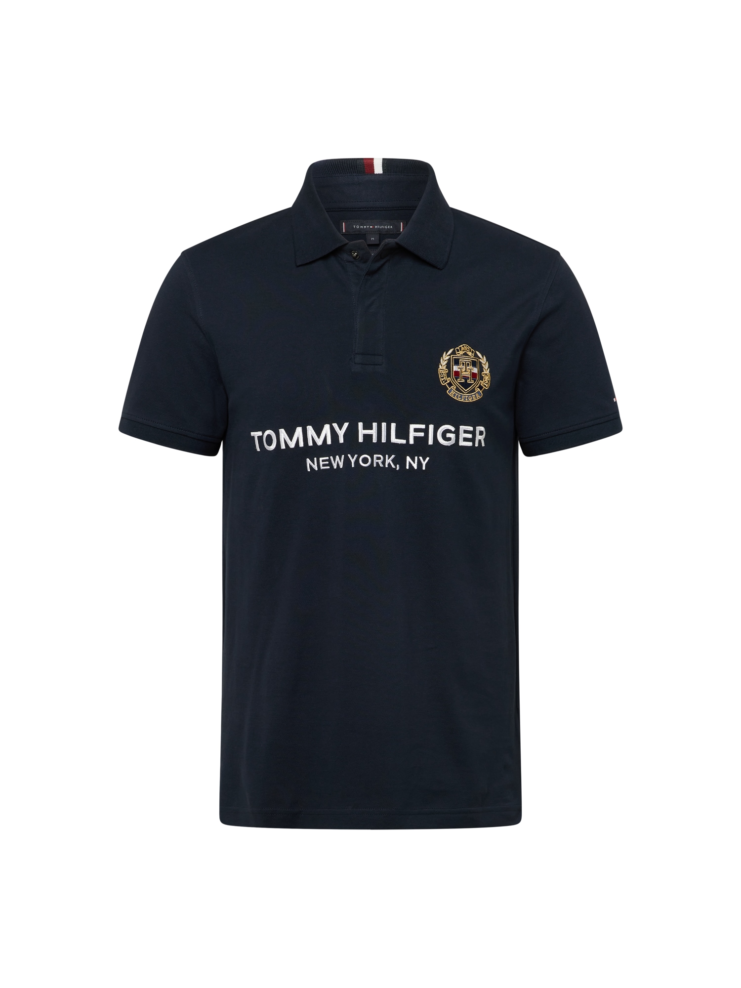 TOMMY HILFIGER Majica  nočno modra / zlata / ognjeno rdeča / bela