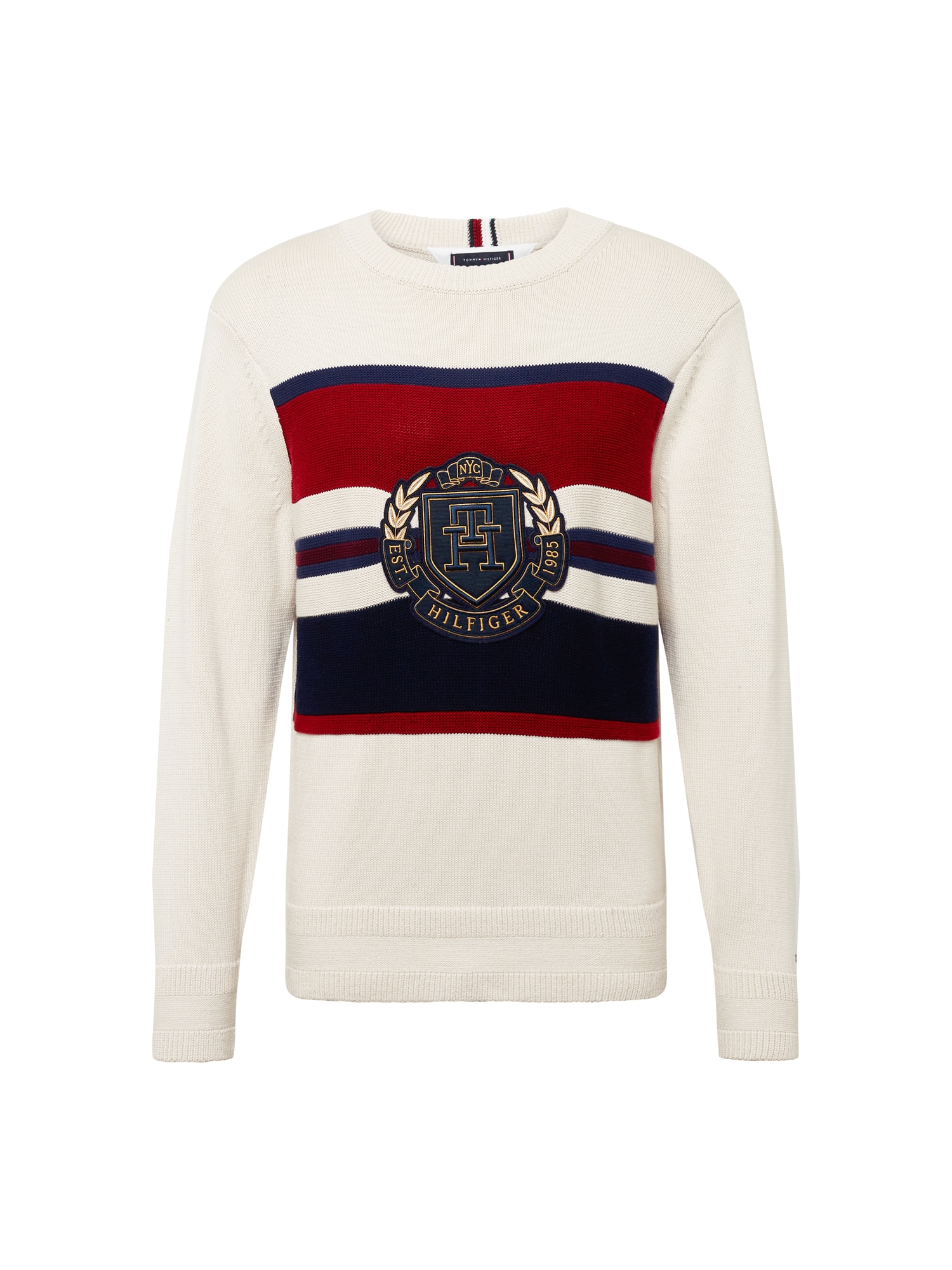 TOMMY HILFIGER Pulover  kremna / nočno modra / rumena / vinsko rdeča