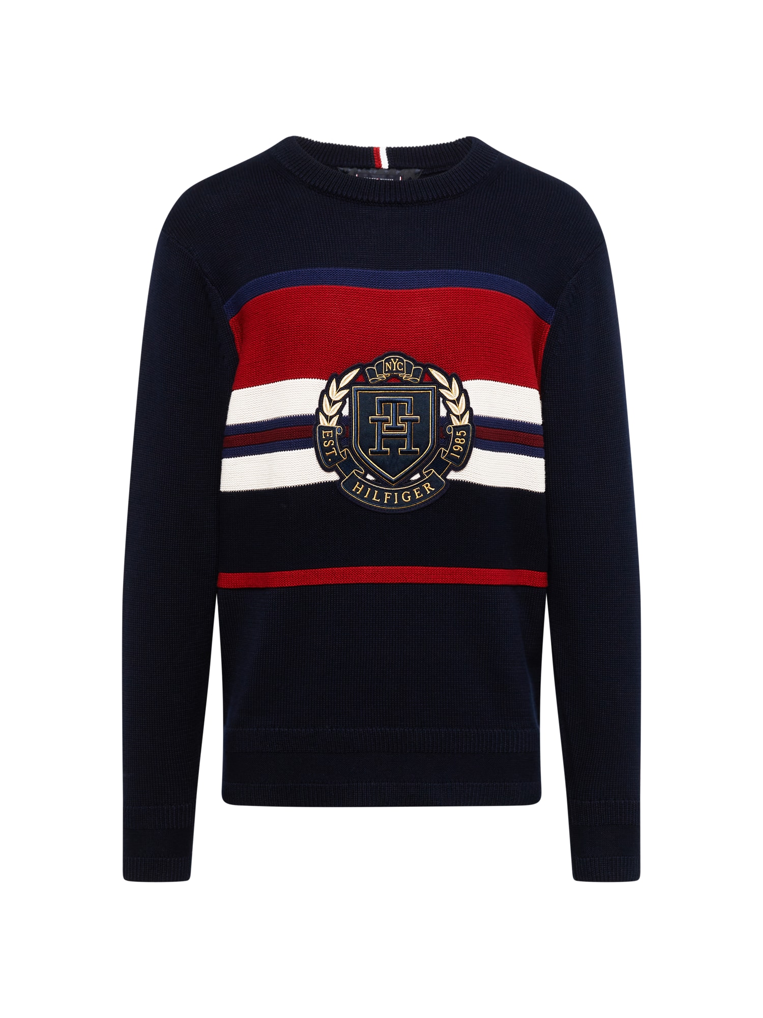 TOMMY HILFIGER Pulover  mornarska / nočno modra / rdeča / bela