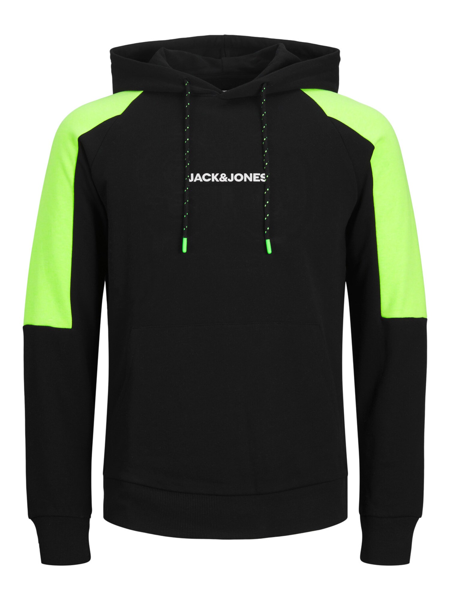 JACK & JONES Majica 'GLOBUS'  neonsko zelena / črna / bela