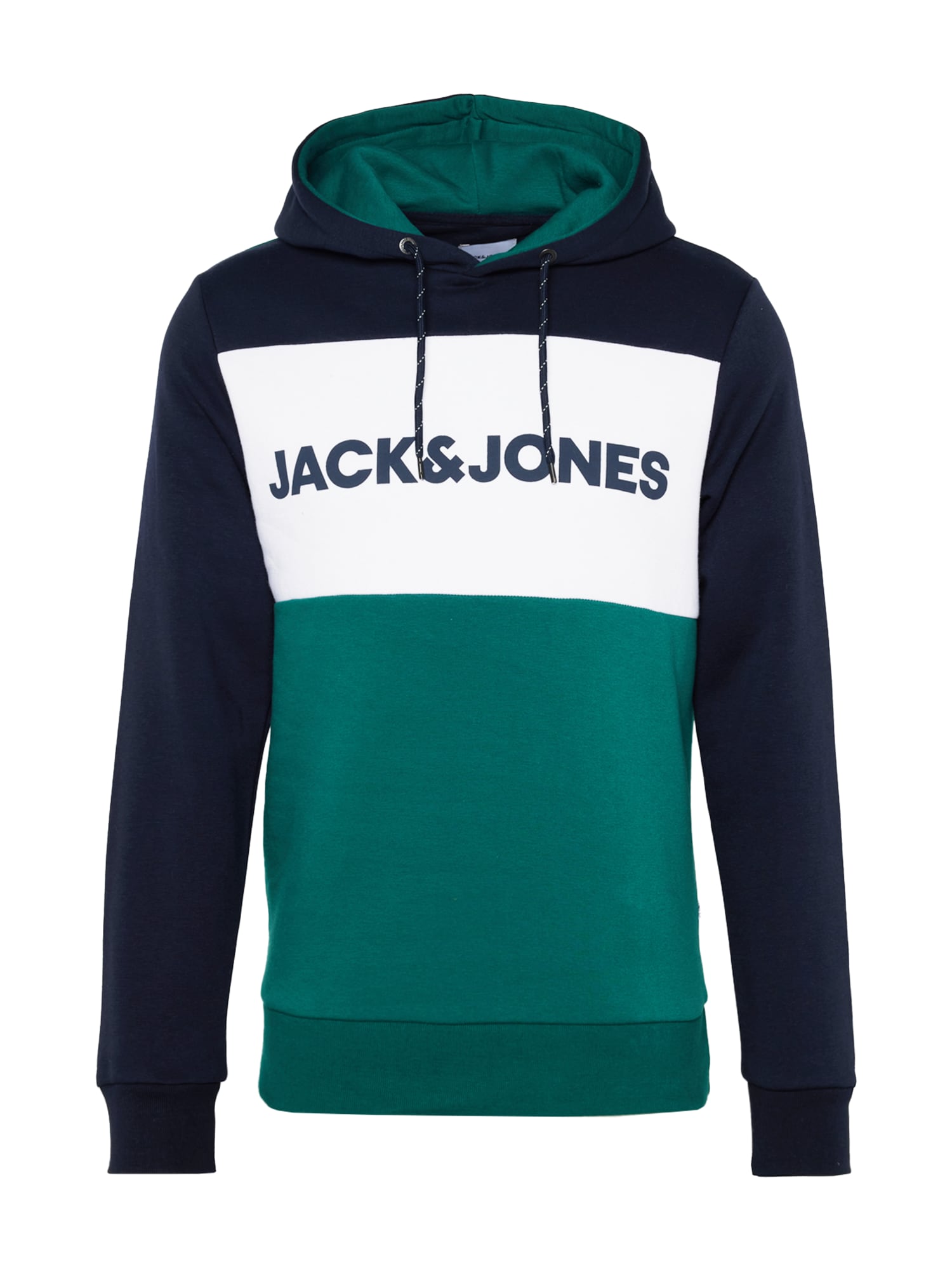 JACK & JONES Majica  mornarska / smaragd / bela