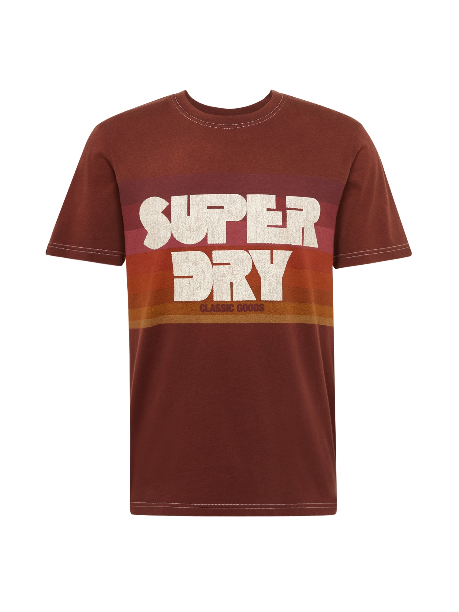 Superdry Majica  rjava / rjasto rjava / rjasto rdeča / bela